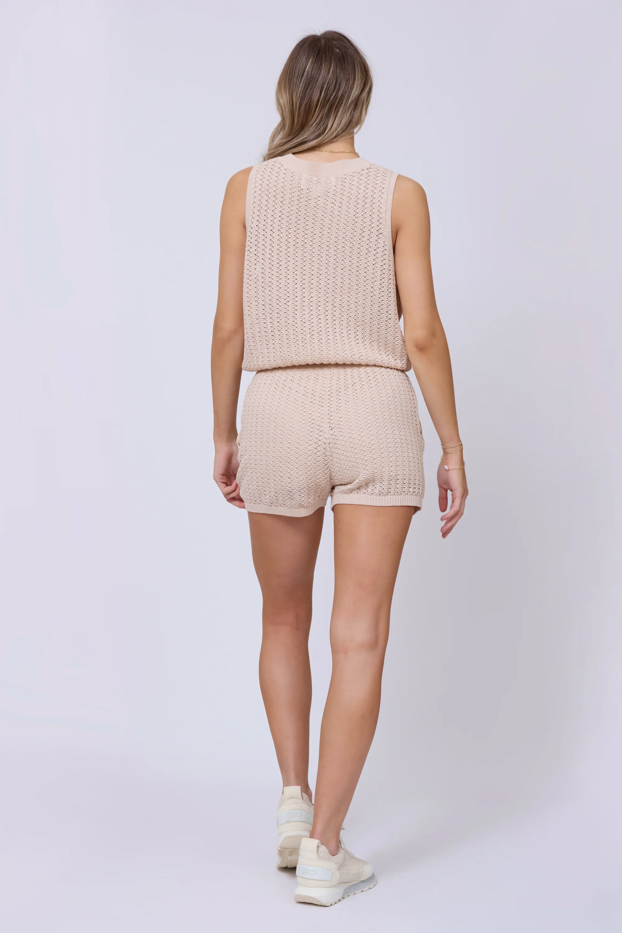 Bali Beige Open Crochet Tie Tank - Image 4