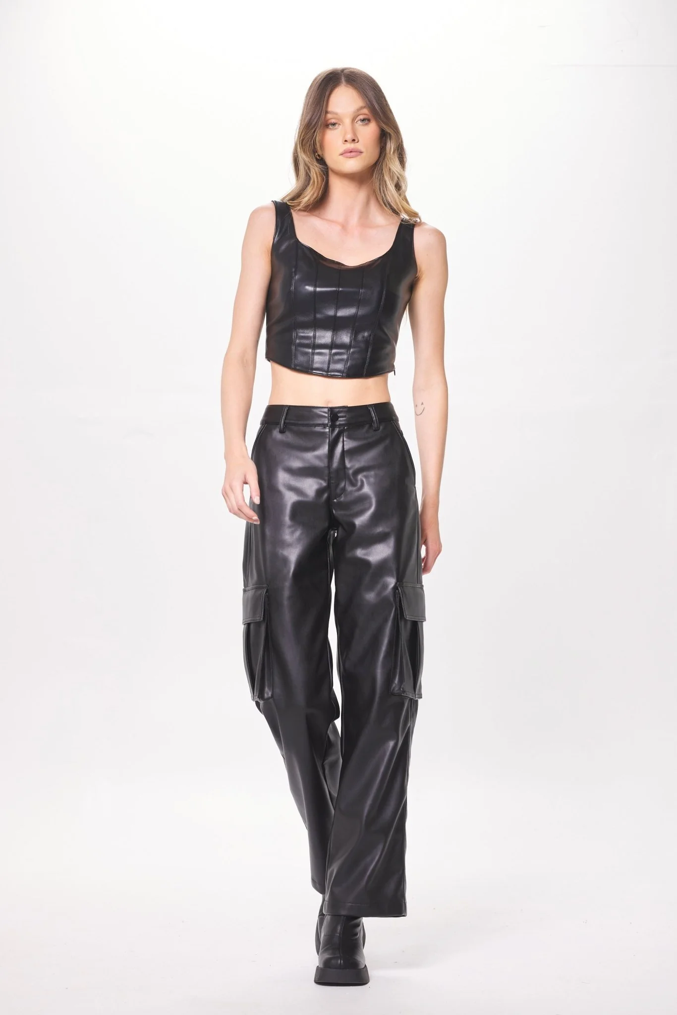 Black Faux Leather Corset - Image 3