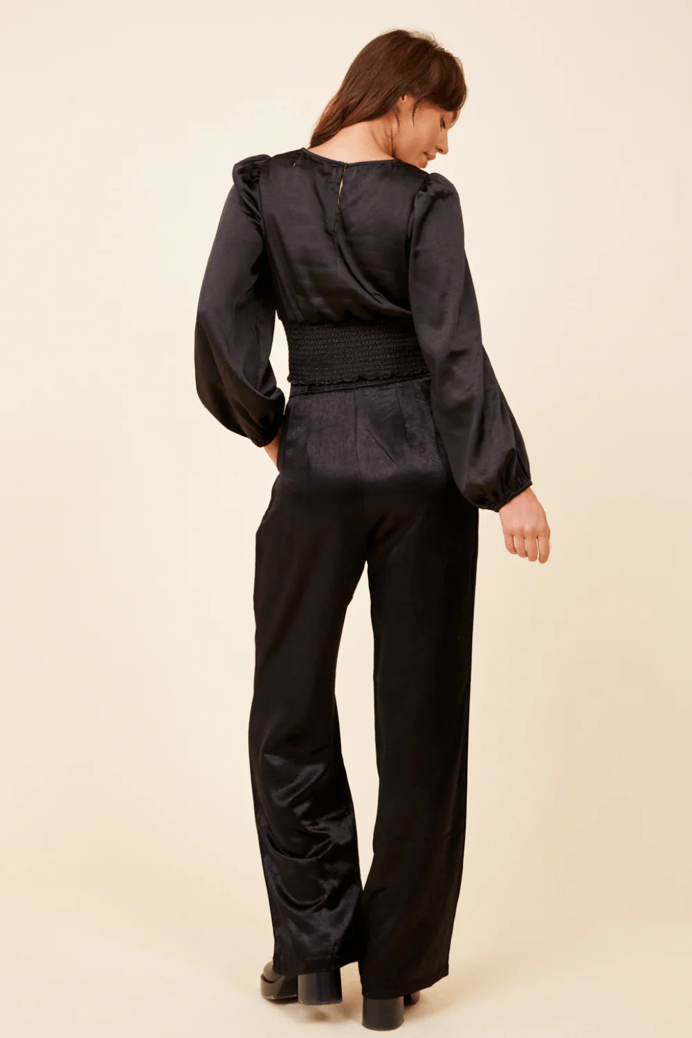 Black Heavy Satin Criss Cross Blouse - Image 4