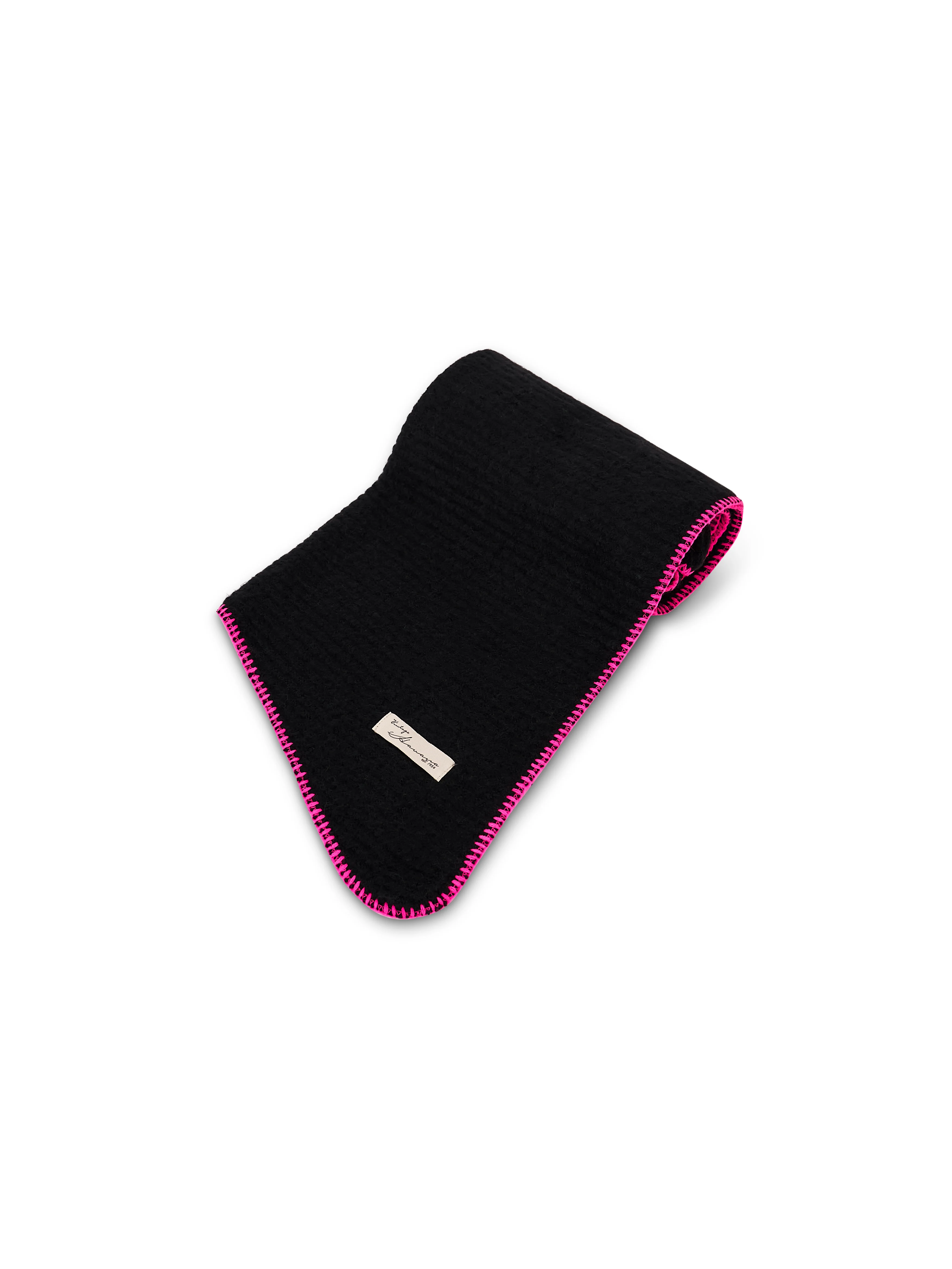 BLANKET STITCH KNIT SCARF - BLACK/B PINK - Image 4