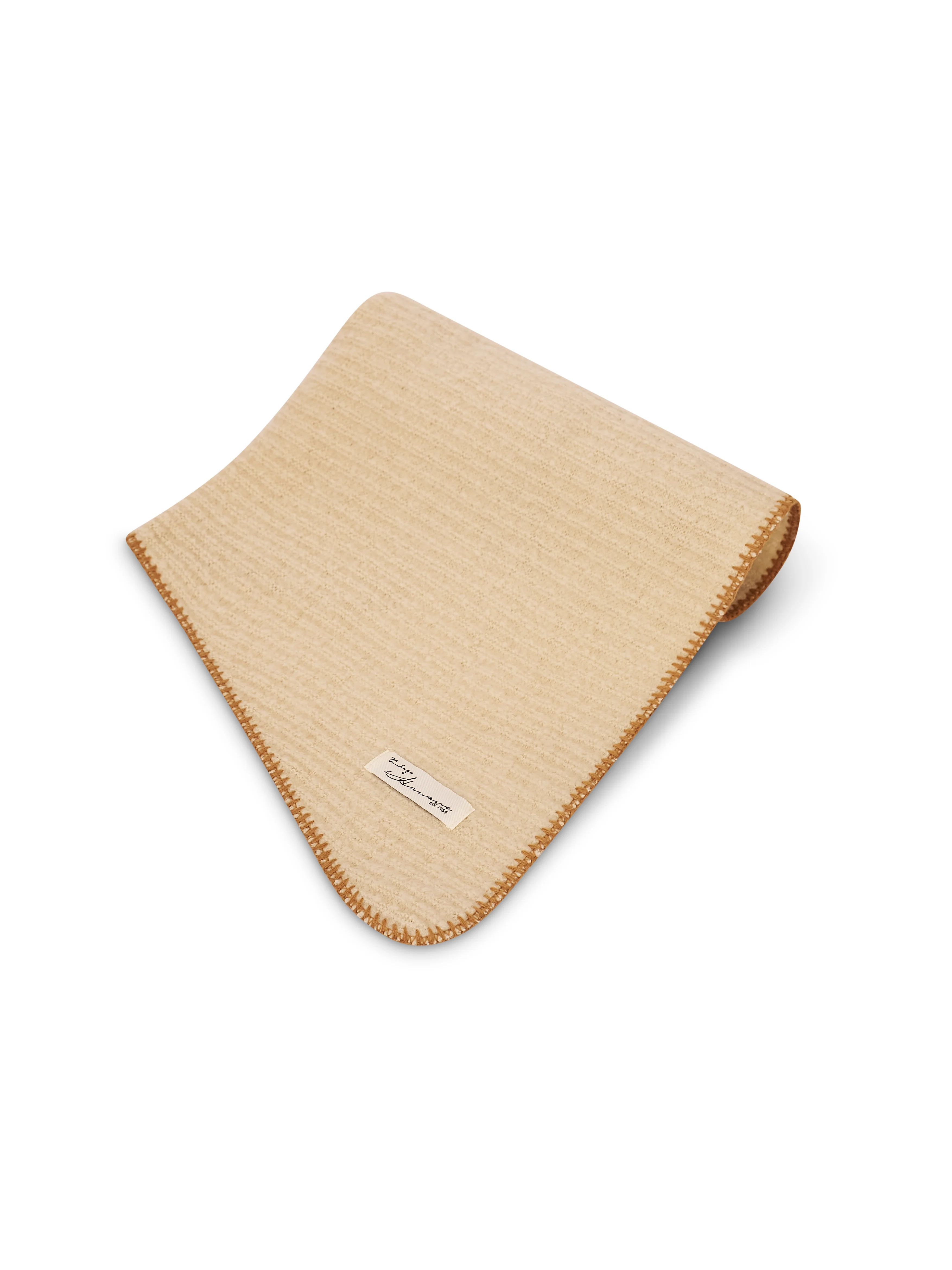 BLANKET STITCH KNIT SCARF - IVORY/WHEAT - Image 4