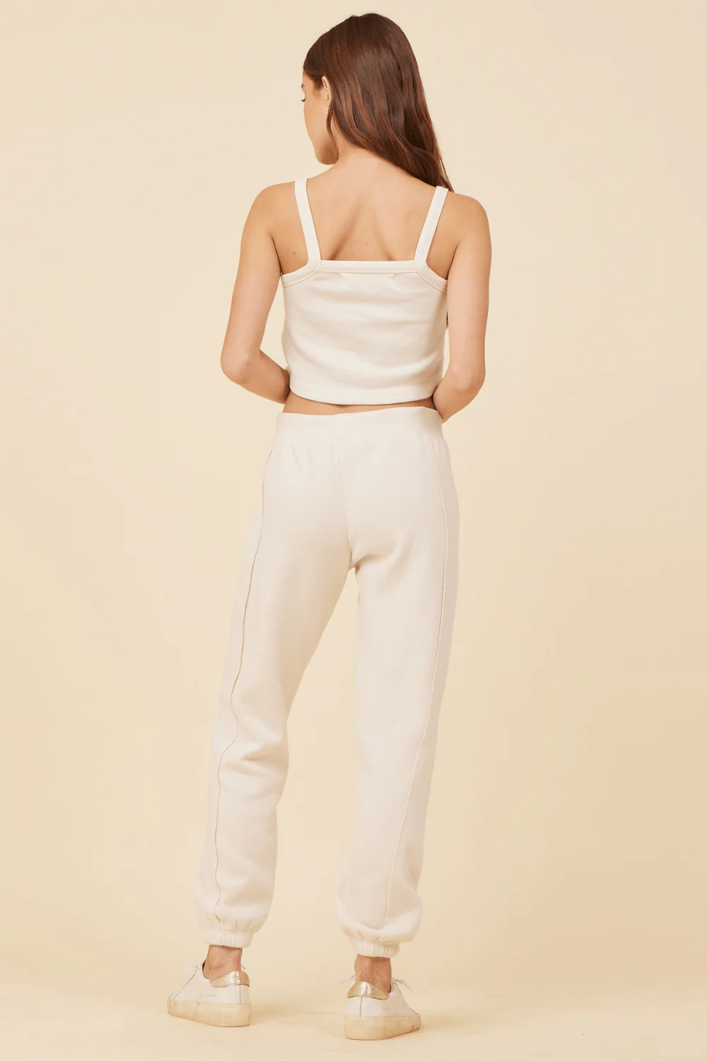 Coconut White Solid Burnout Fleece Tank - Image 4