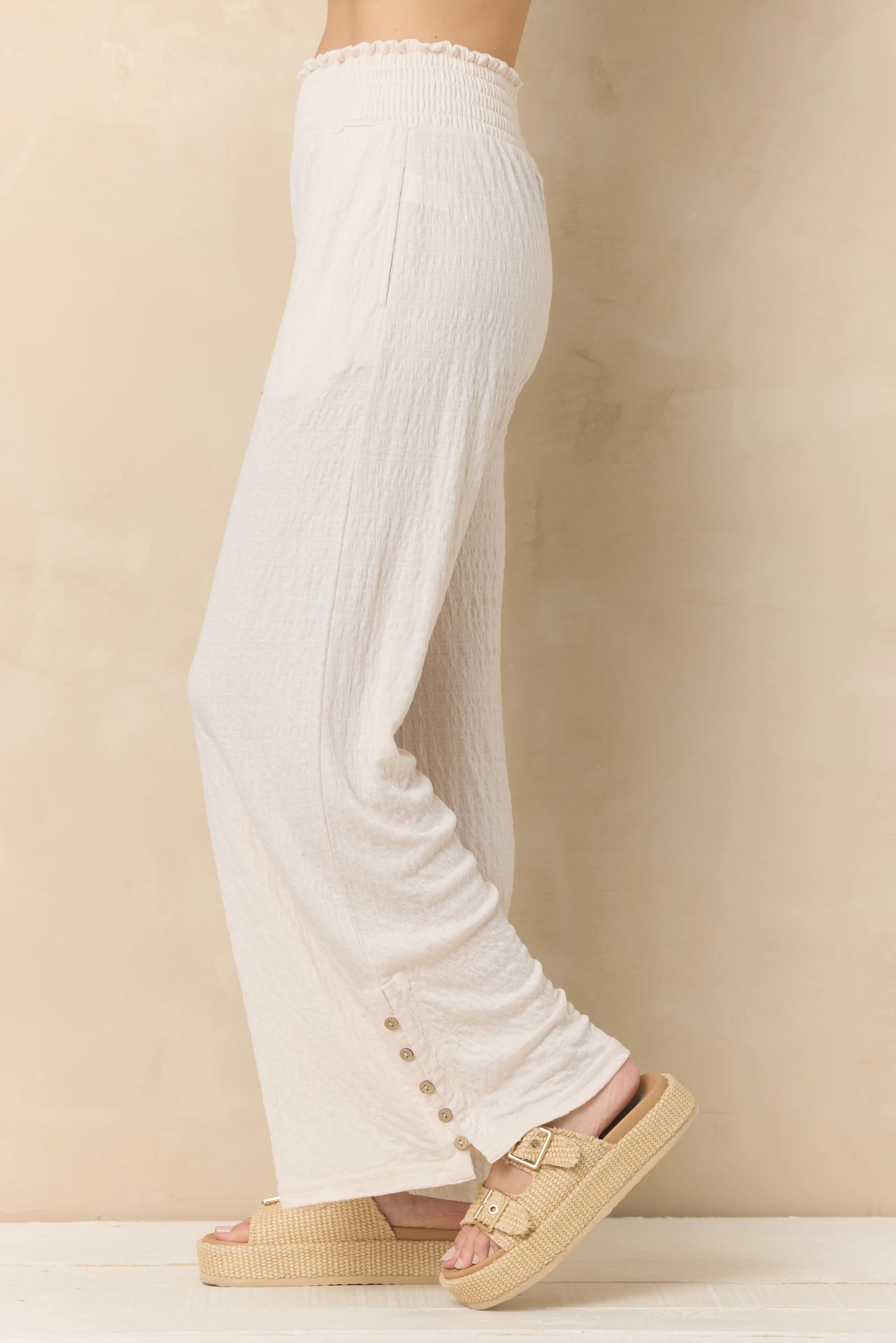 Crinkle Knit Wide Leg Pants - Image 2