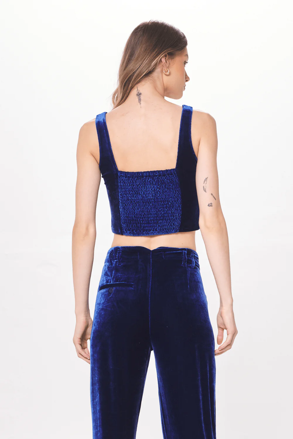 Deep Blue Velvet Corset Top - Image 2