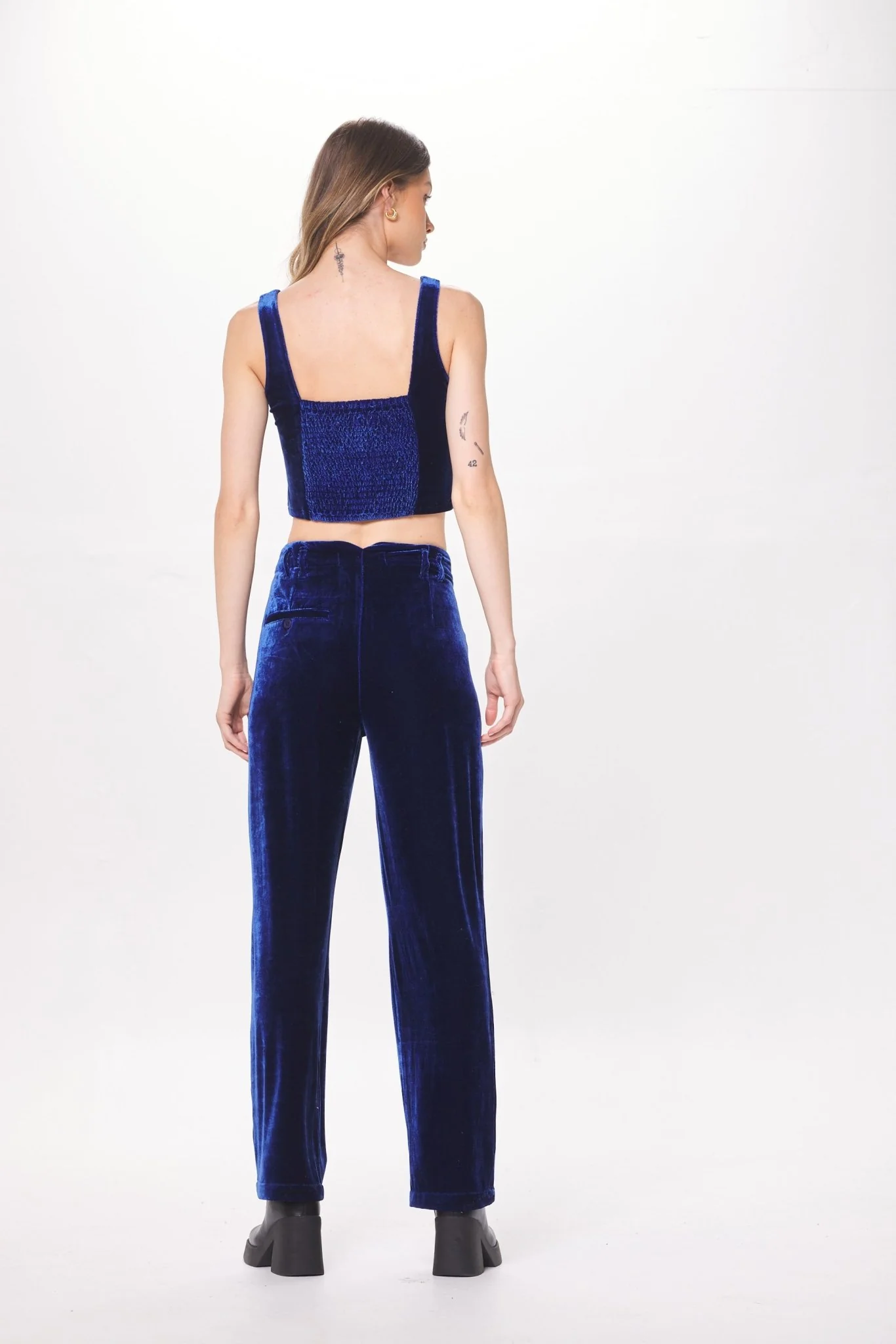 Deep Blue Velvet Corset Top - Image 4