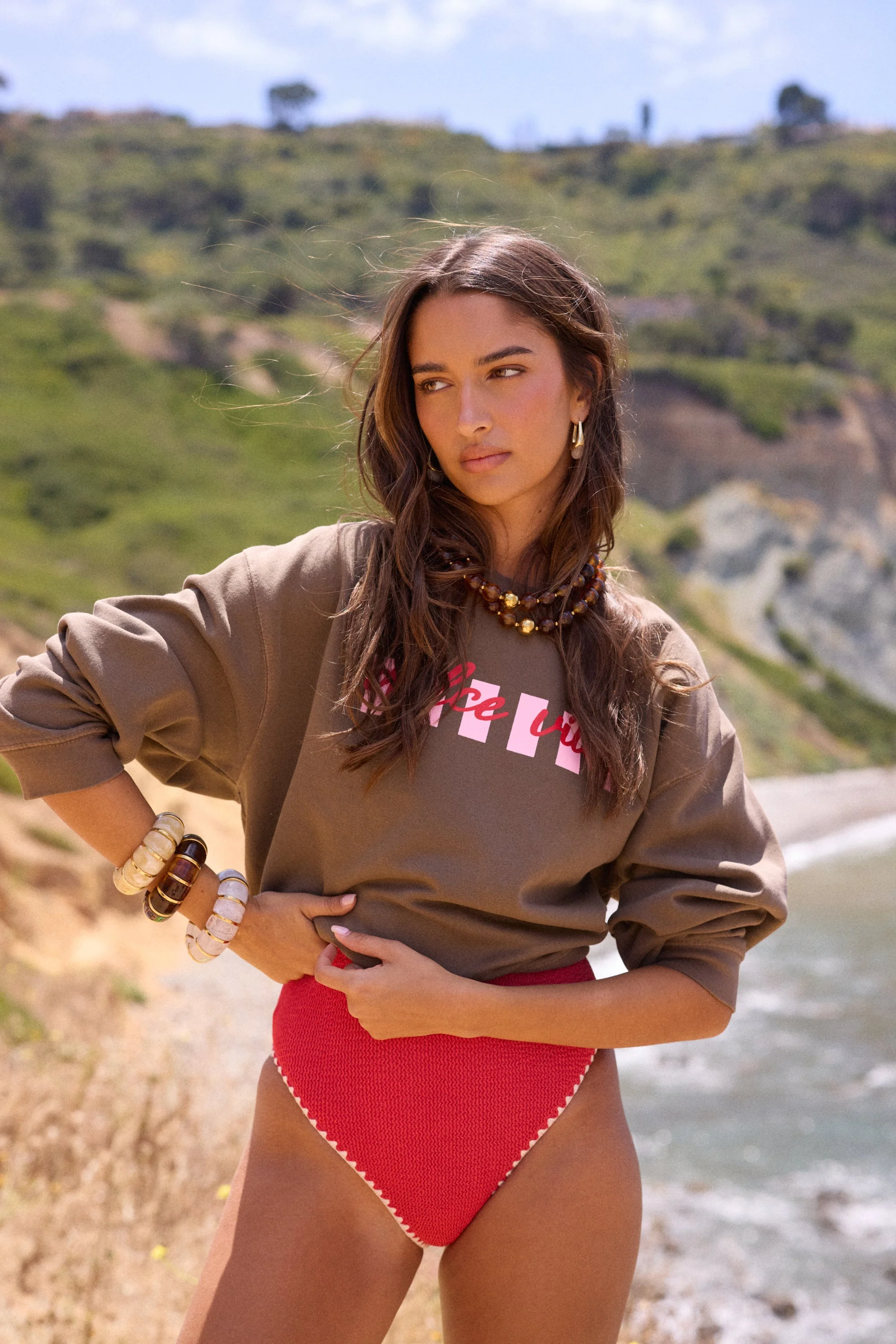 "Dolce Vita" Garment Dye Crewneck - Brown - Image 11