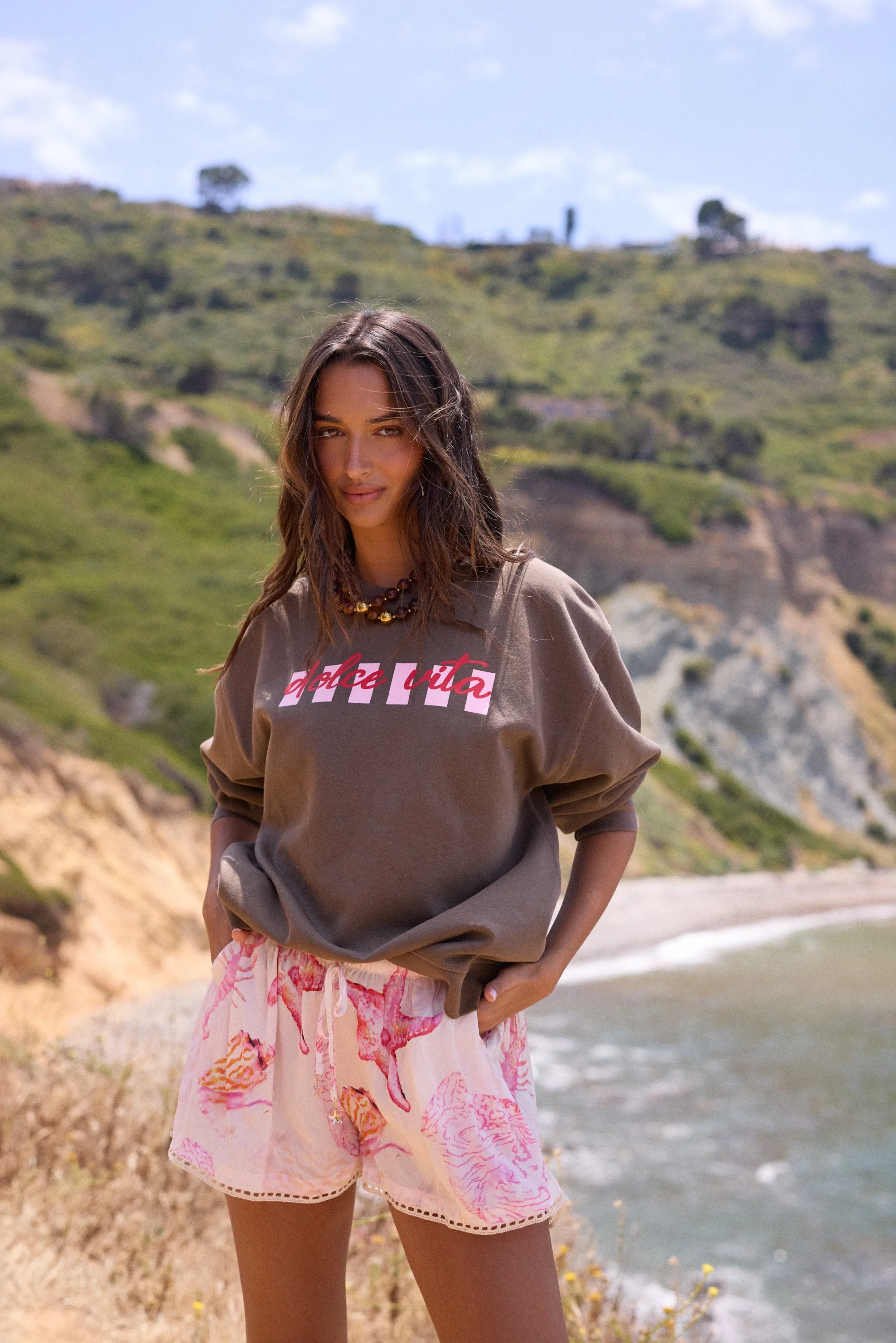 "Dolce Vita" Garment Dye Crewneck - Brown - Image 13
