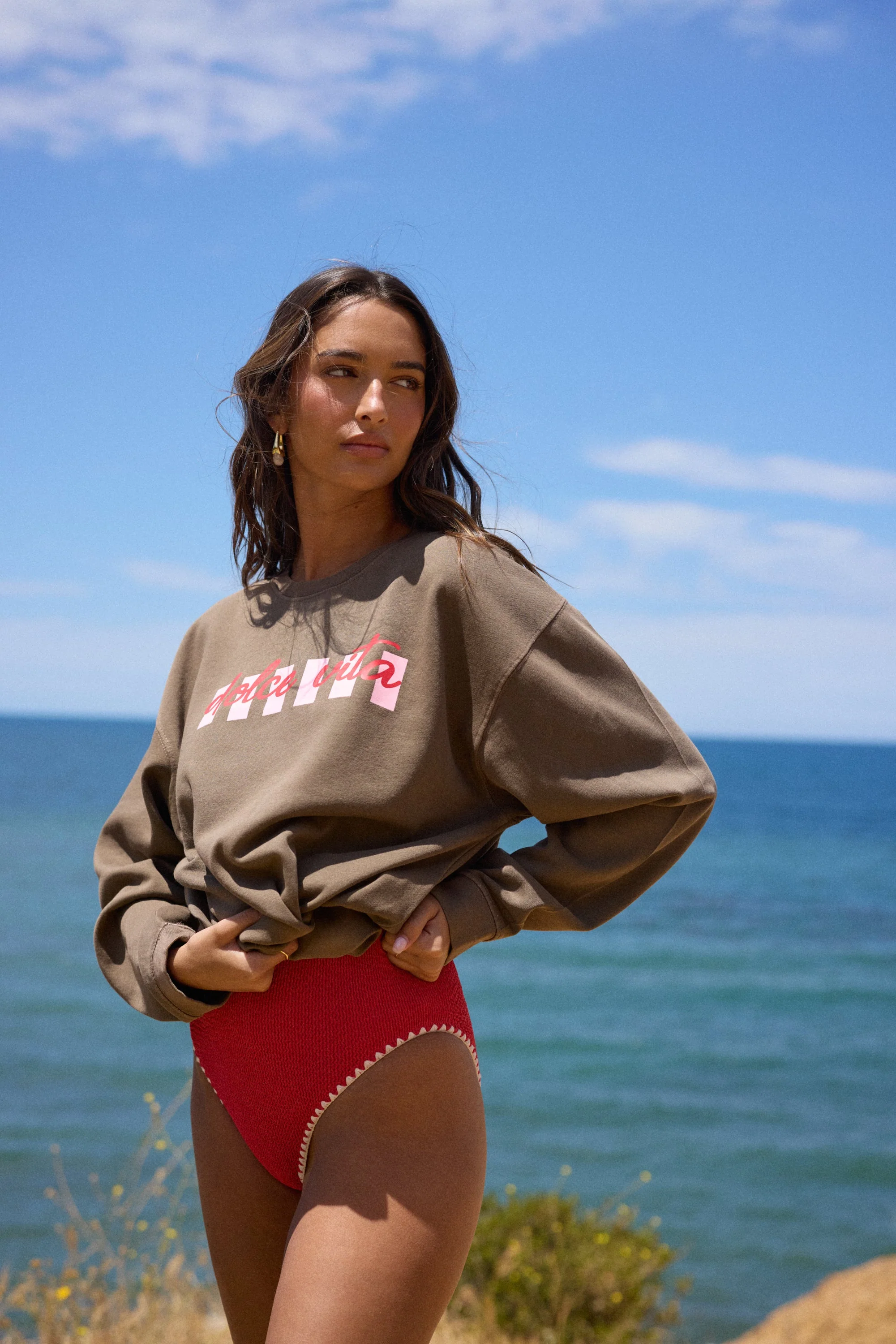 "Dolce Vita" Garment Dye Crewneck - Brown - Image 8