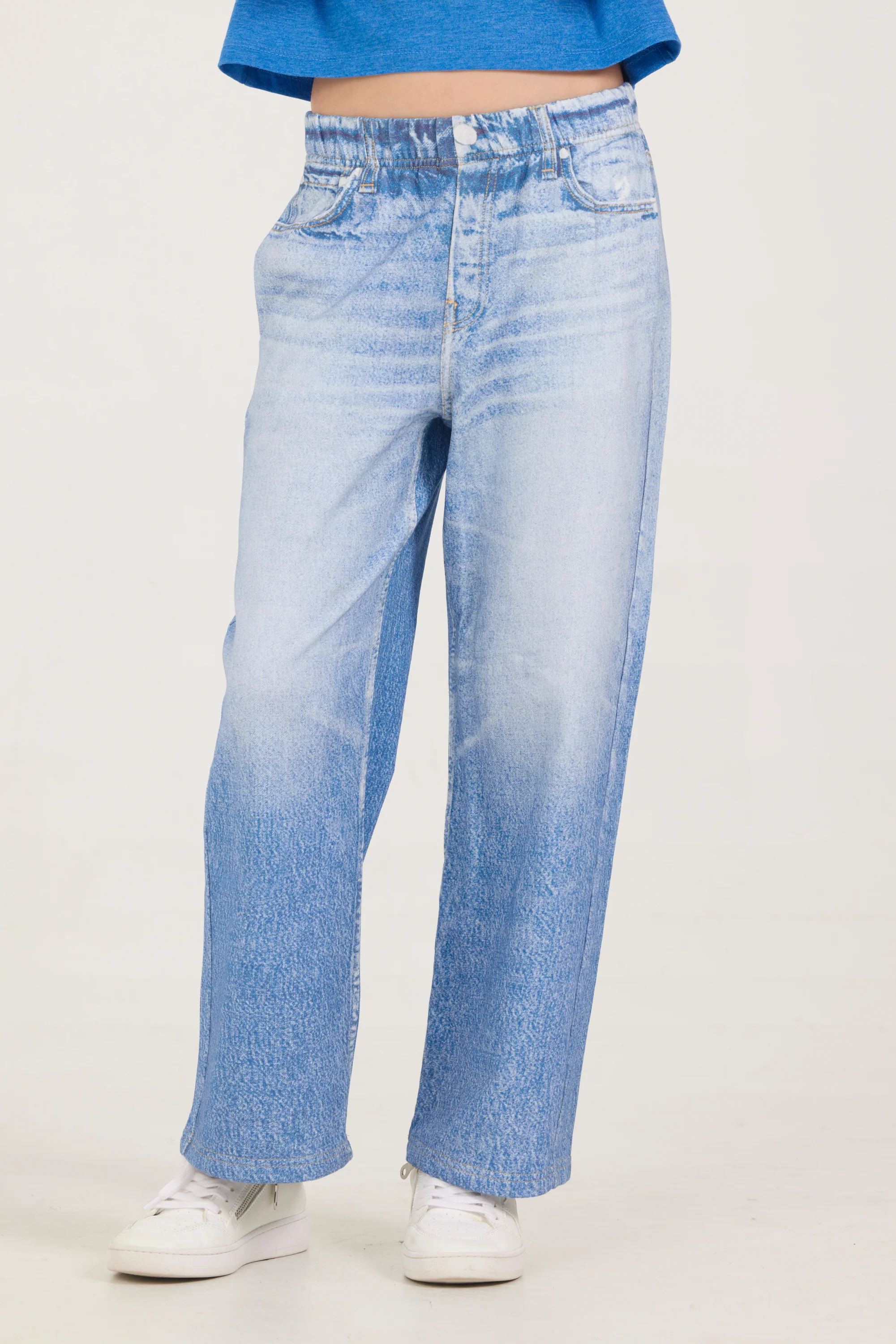 Kids Faux Denim Elastic Pant