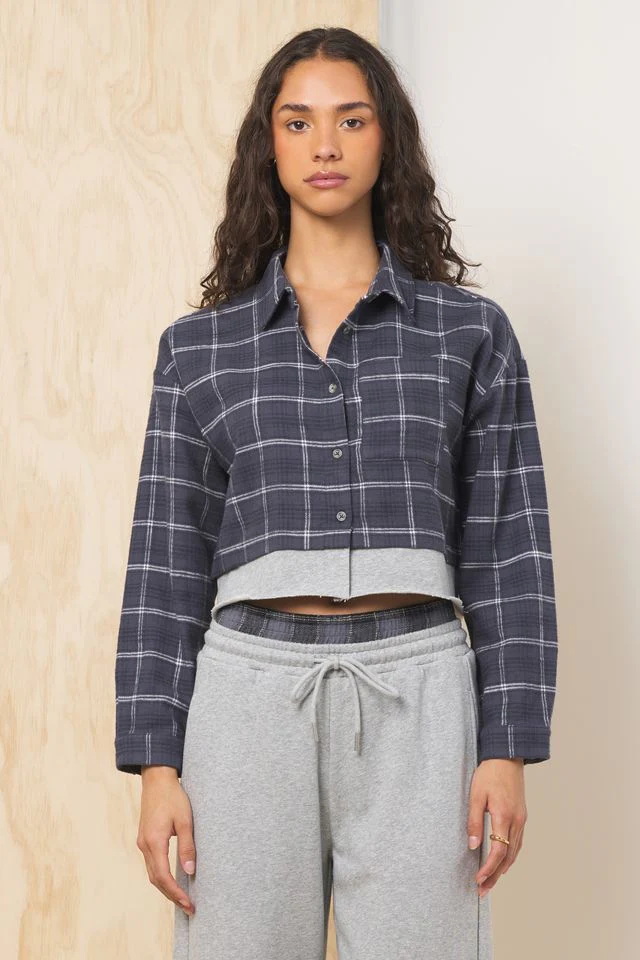 Flannel Shirt w/ French Terry Hem