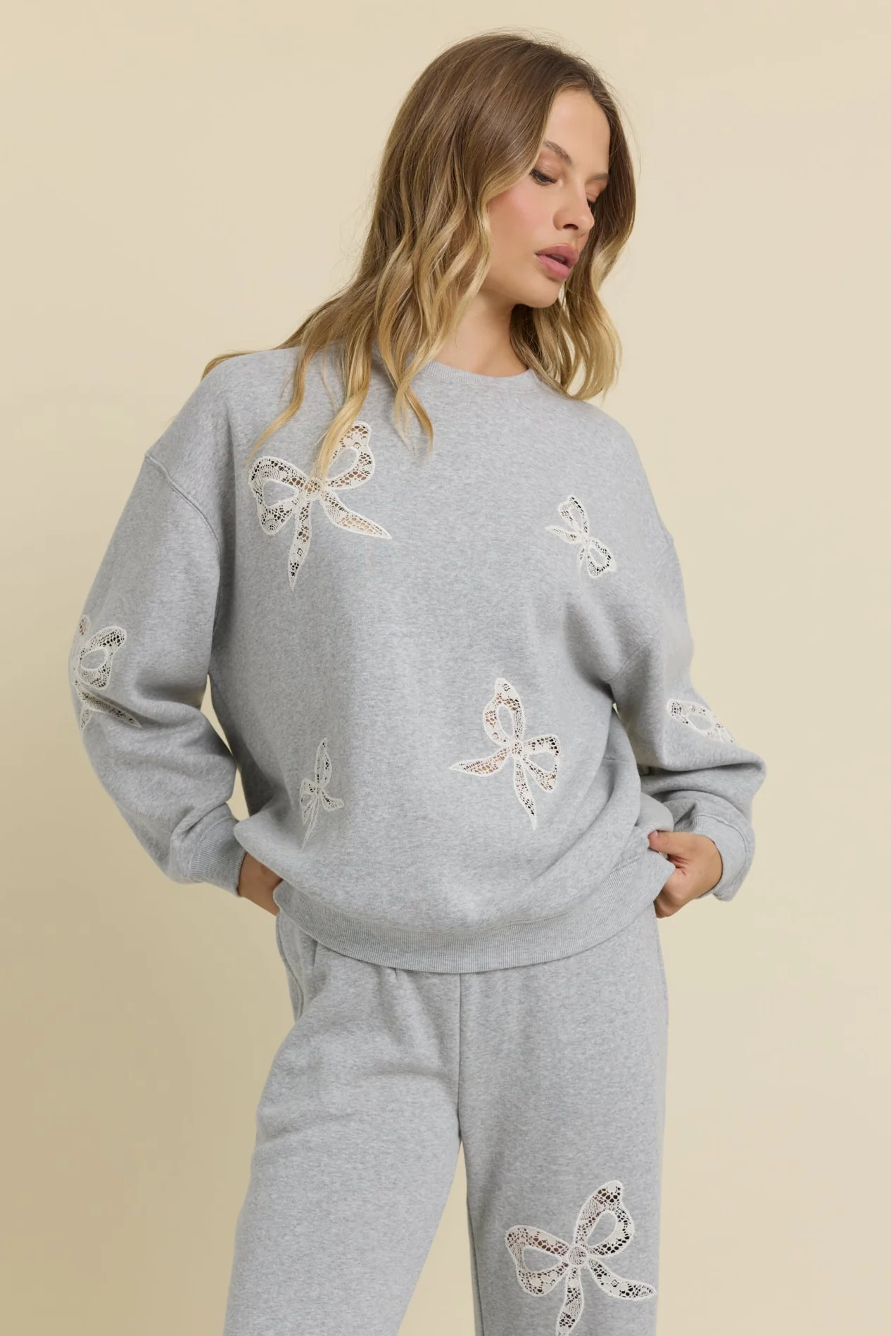 Fleece Crew with Lace Insert - Image 2