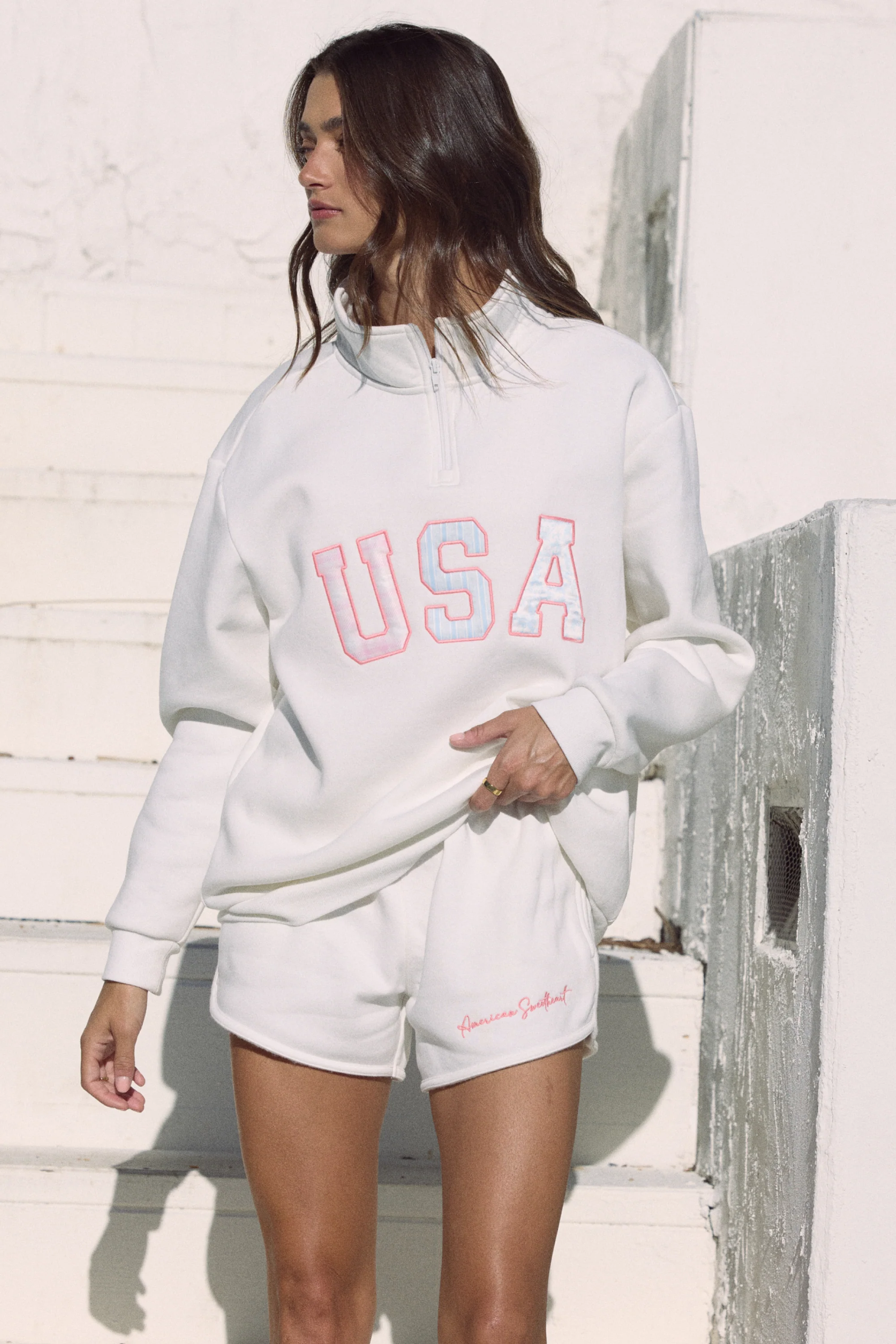 Fleece Quarter Zip with USA Applique - Image 2