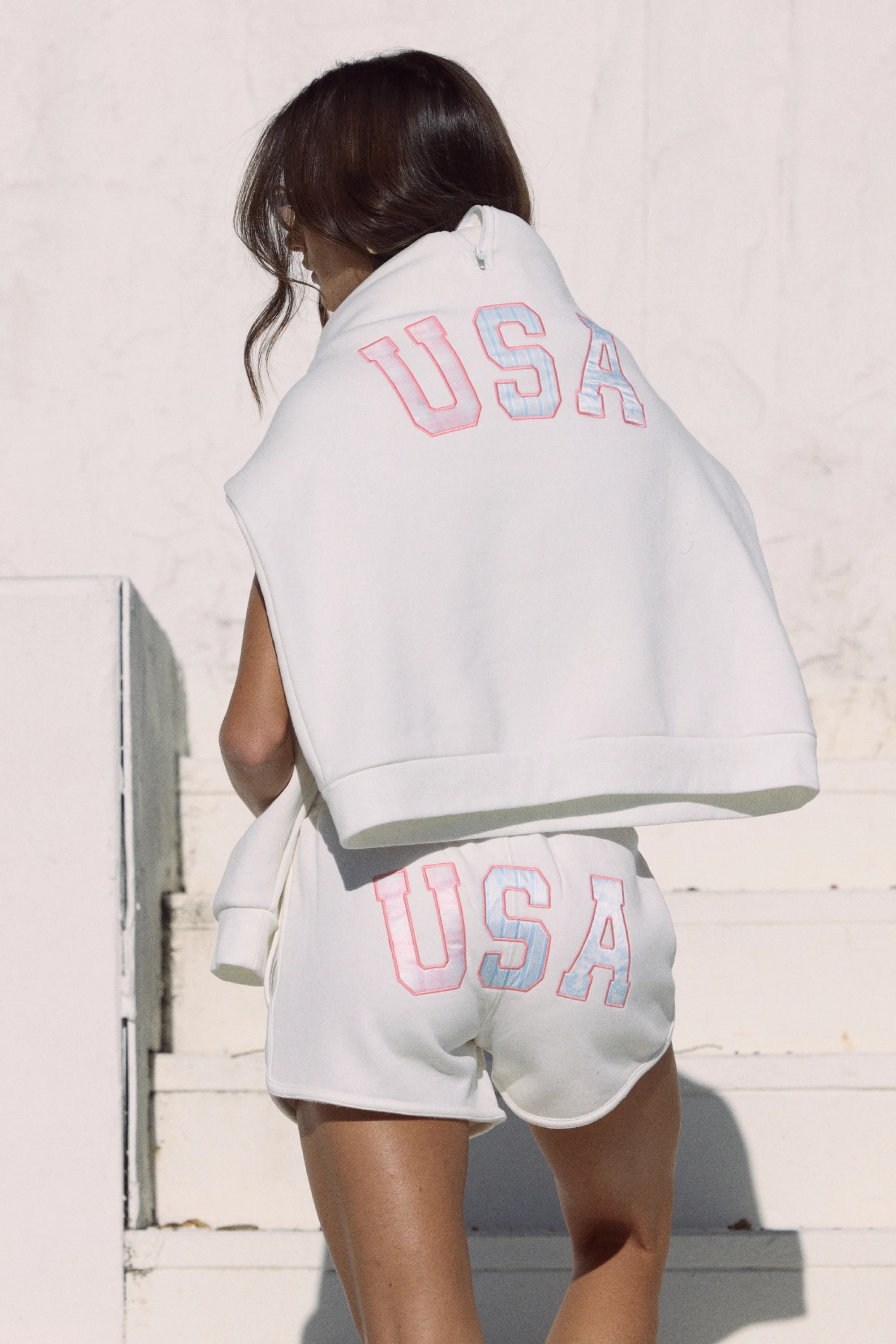 Fleece Shorts with USA Applique