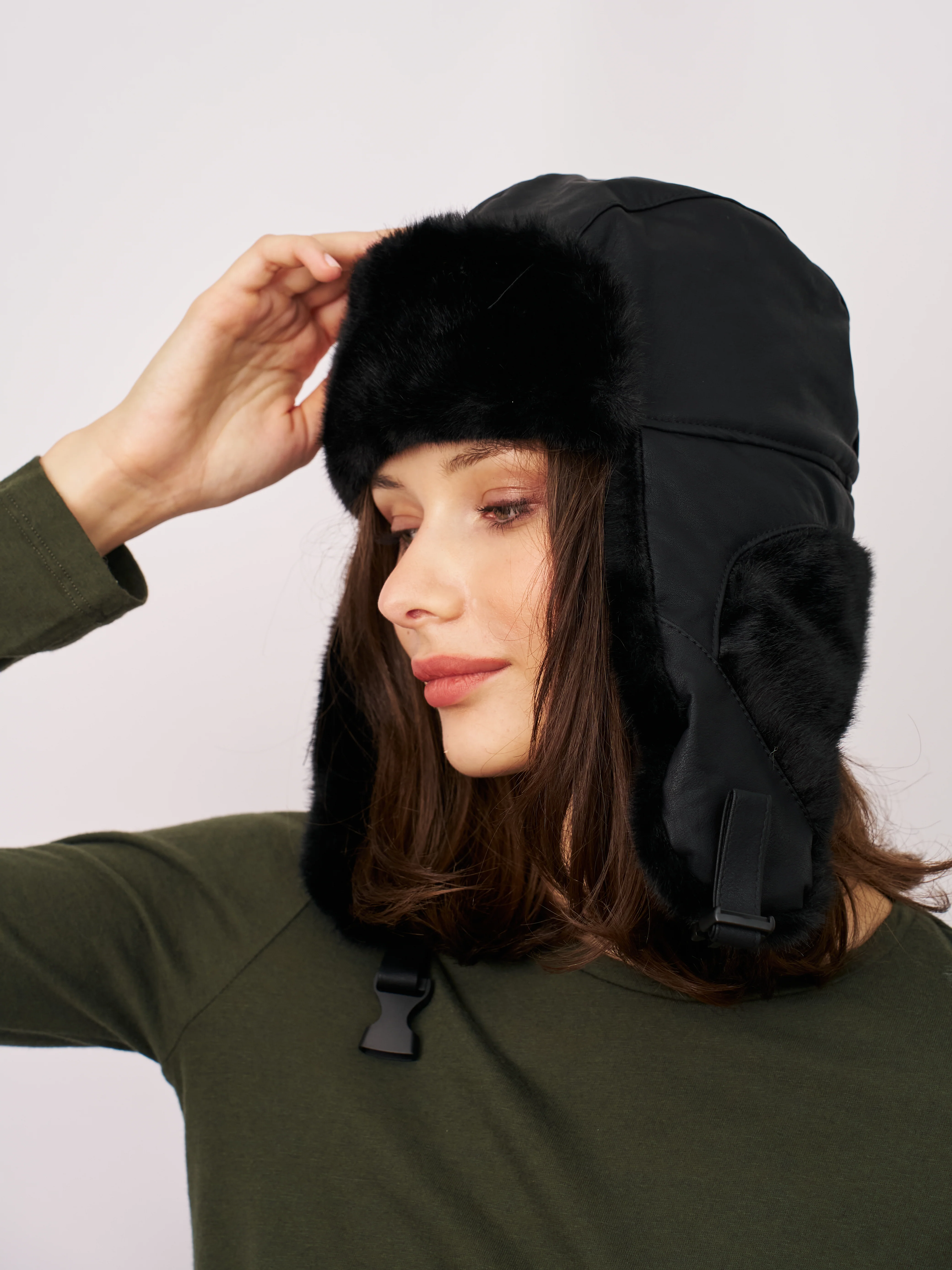 FUR TRAPPER HAT - BLACK - Image 2