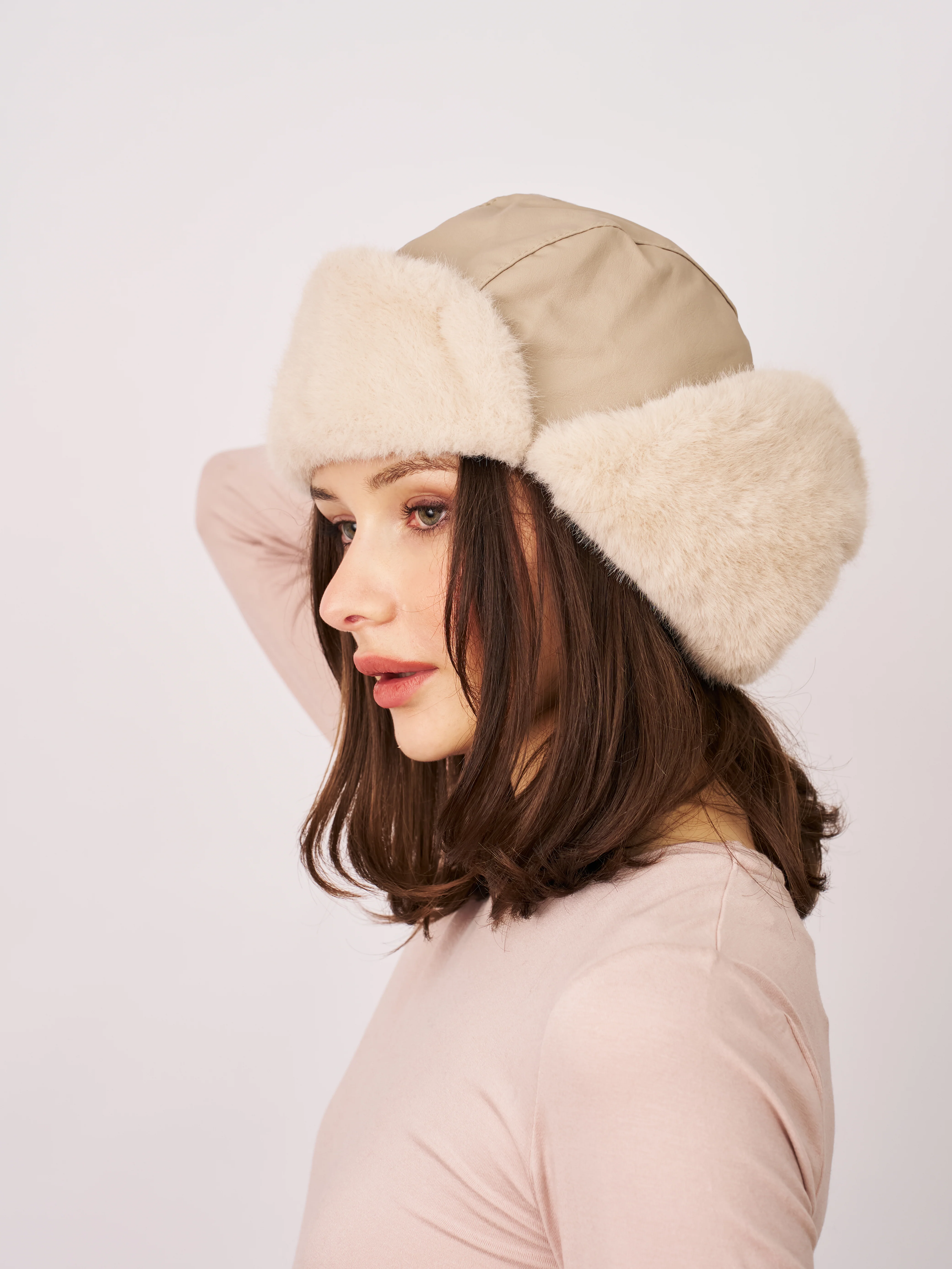 FUR TRAPPER HAT - CREAM - Image 2