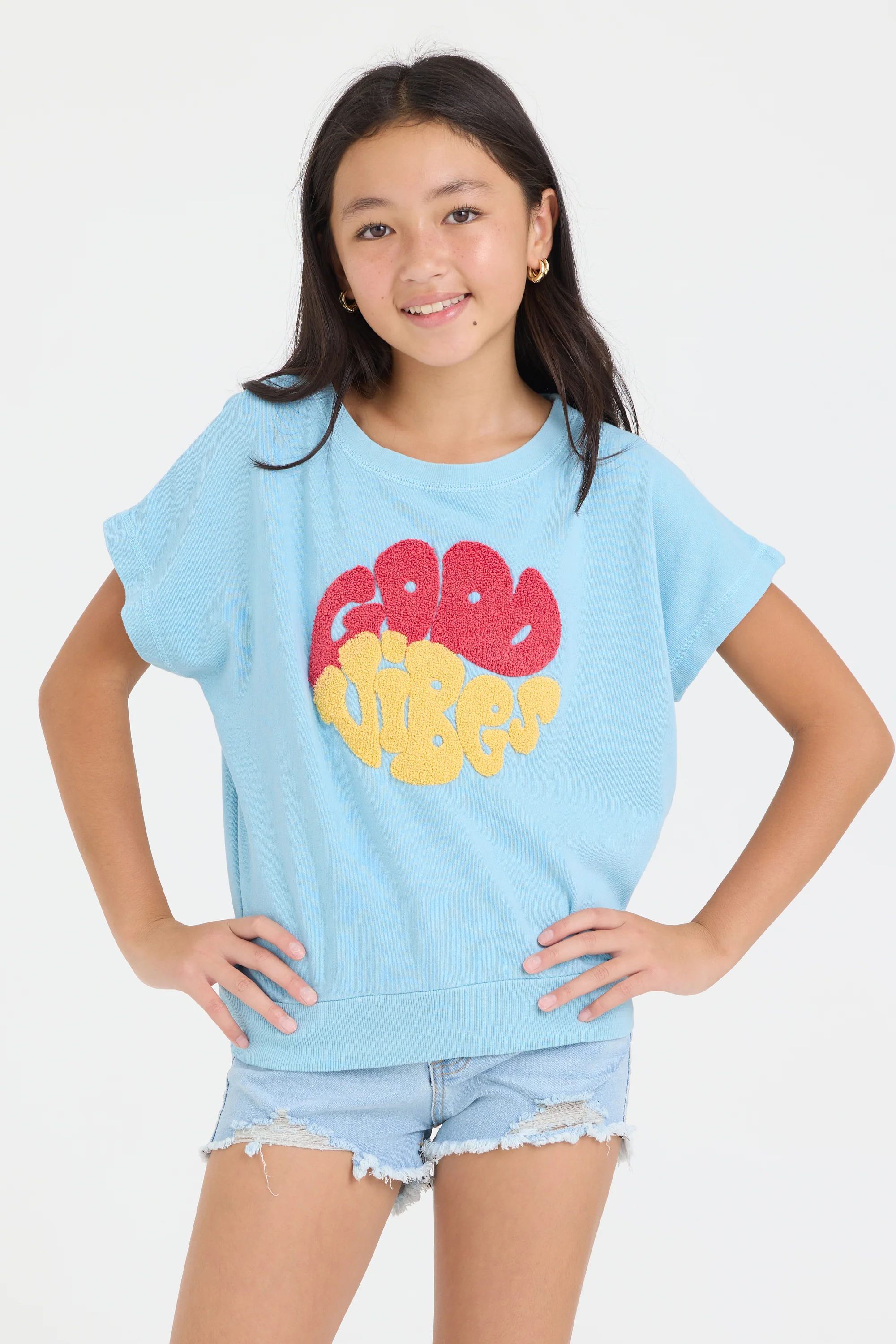 Kids Garment Dye Tee with Good Vibes Patch - Image 2