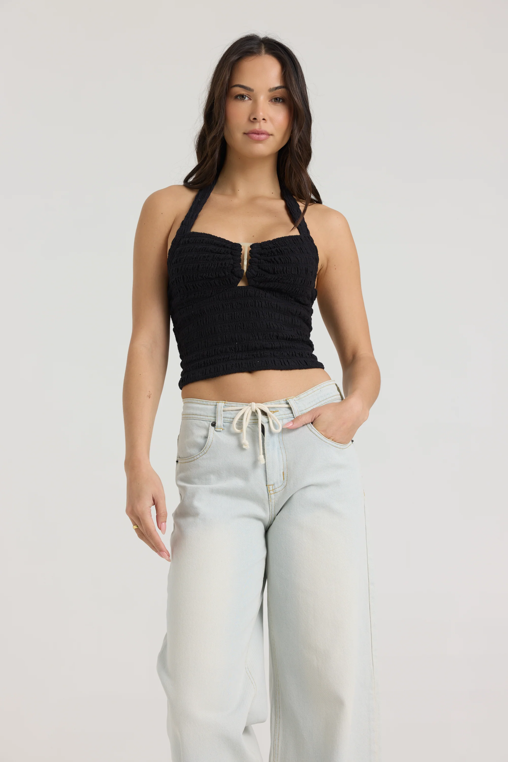 Smocked Linen Halter Top