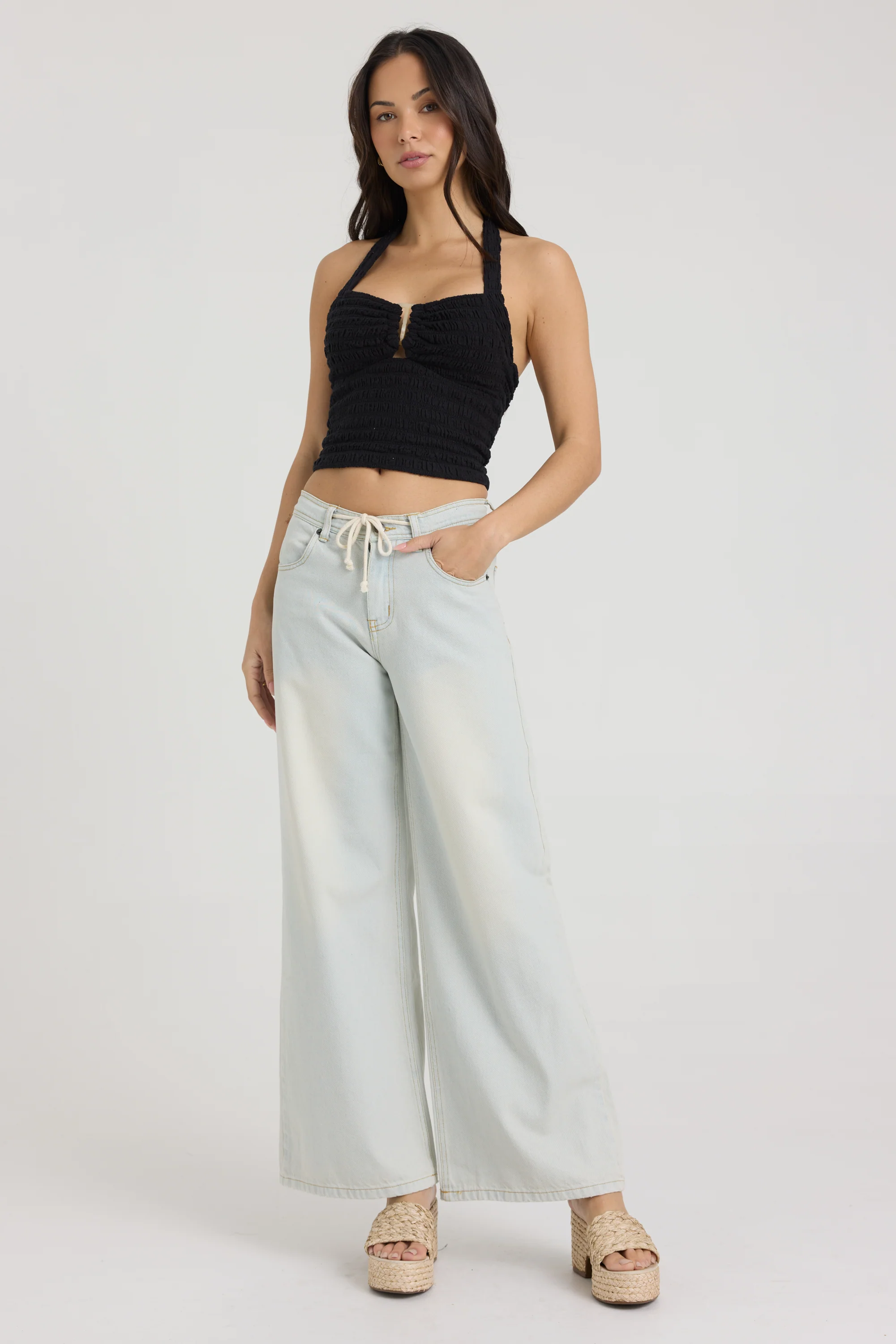 Smocked Linen Halter Top - Image 2