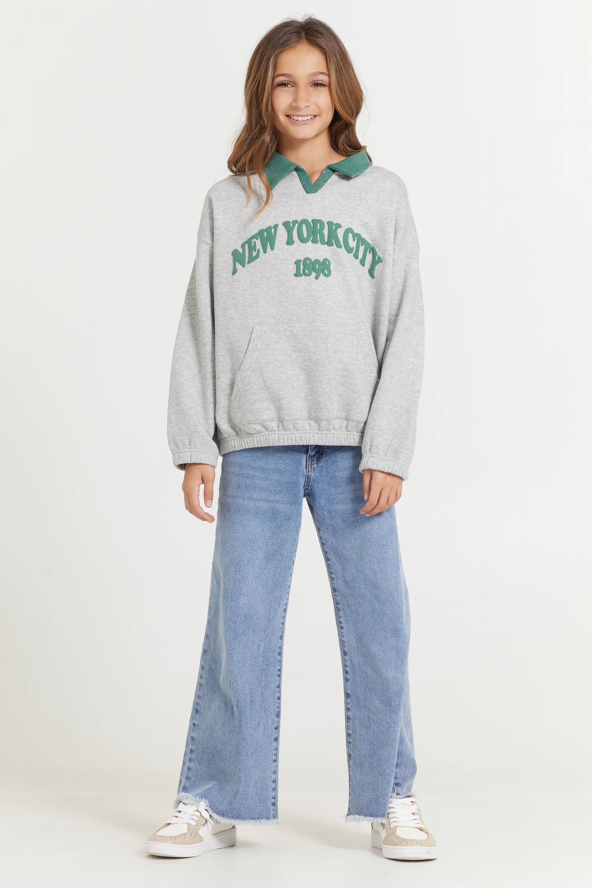 Kids Hunter Green and Grey NYC Oversized Polo - Image 3