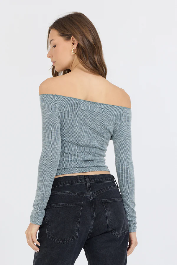 Hunter Green Fitted Off The Shoulder Top - Image 2