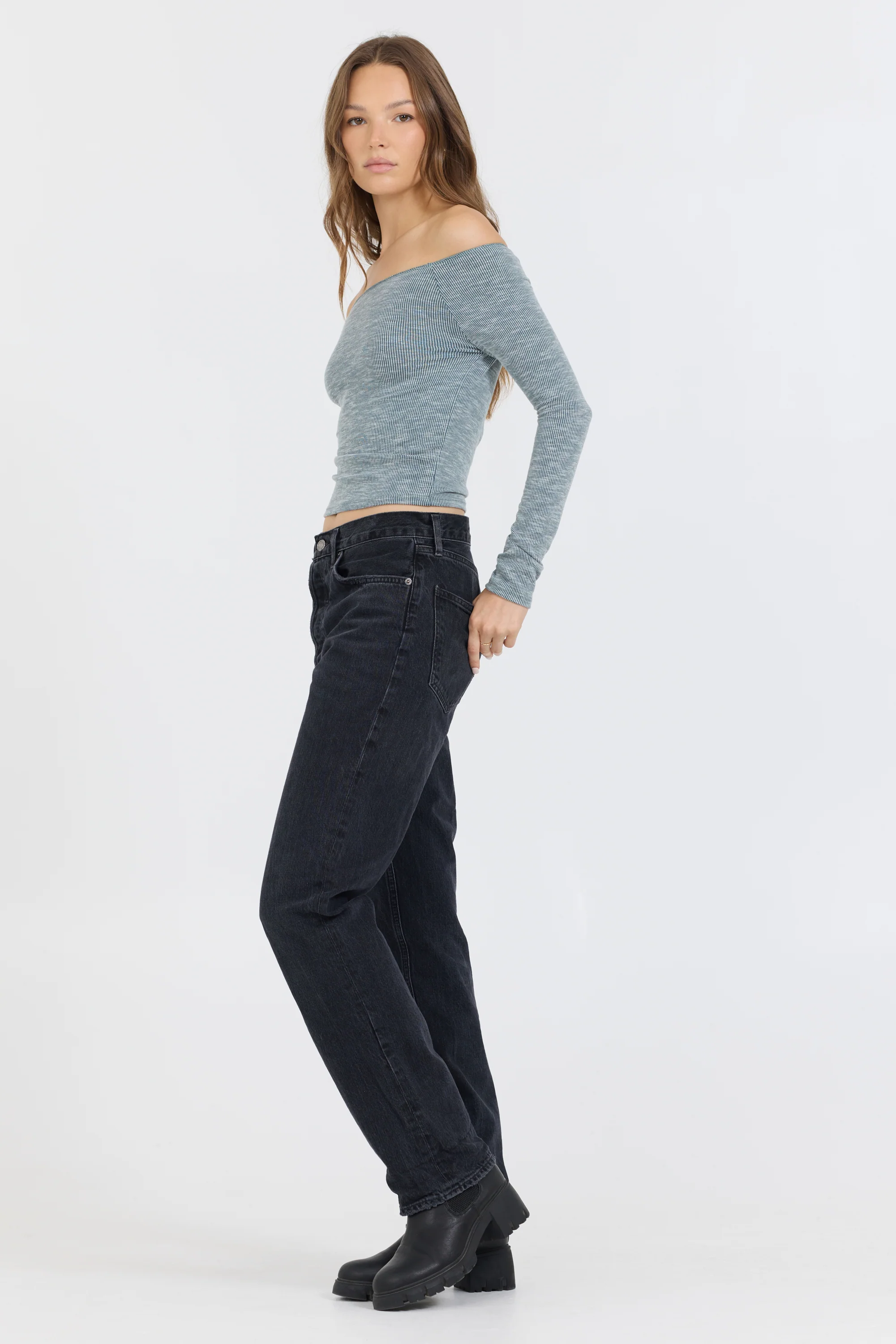 Hunter Green Fitted Off The Shoulder Top - Image 3