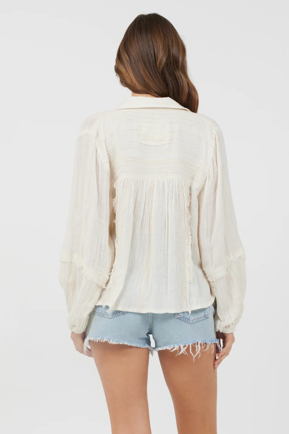 Ivory Multi Texture Polo Blouse - Image 2