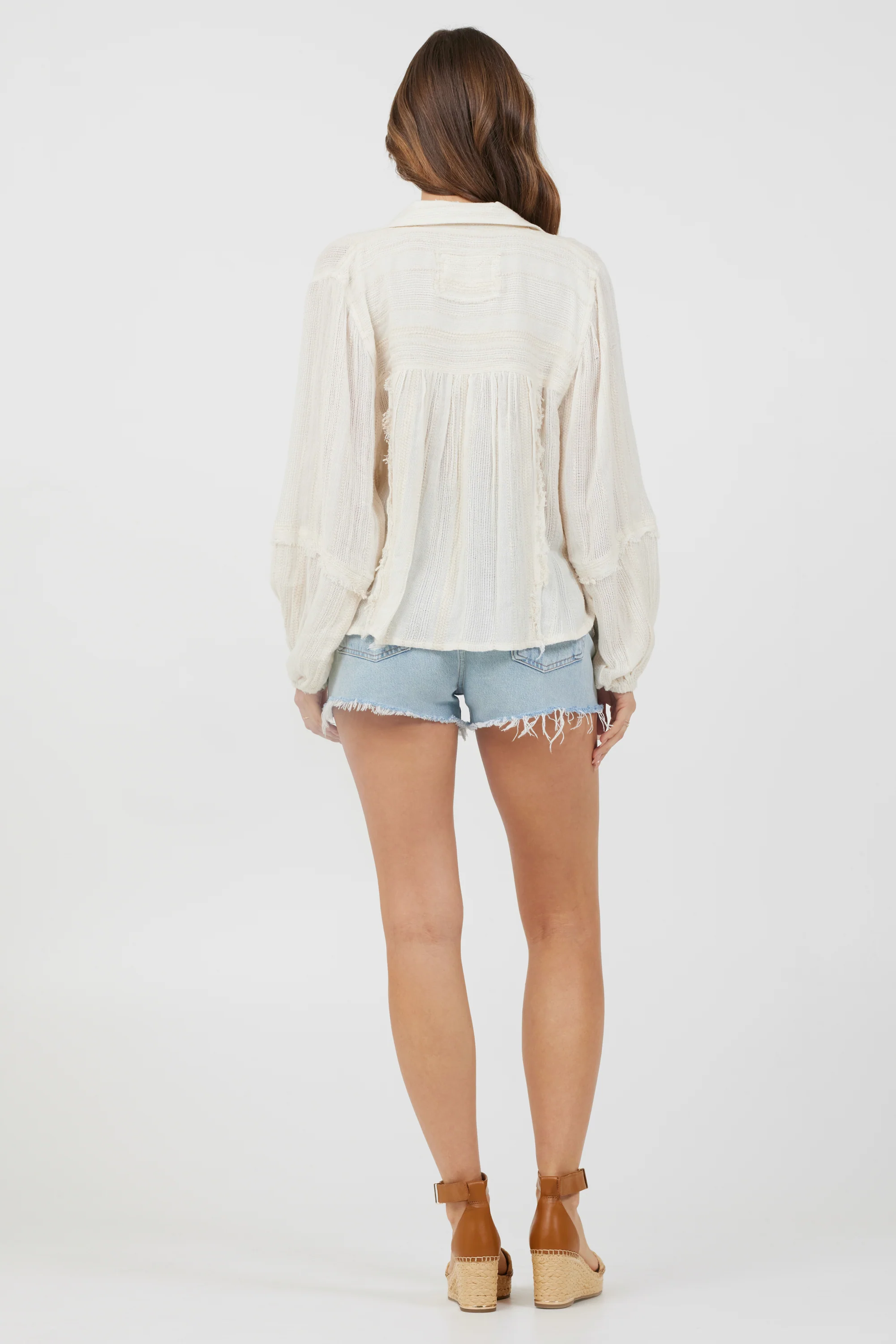 Ivory Multi Texture Polo Blouse - Image 4