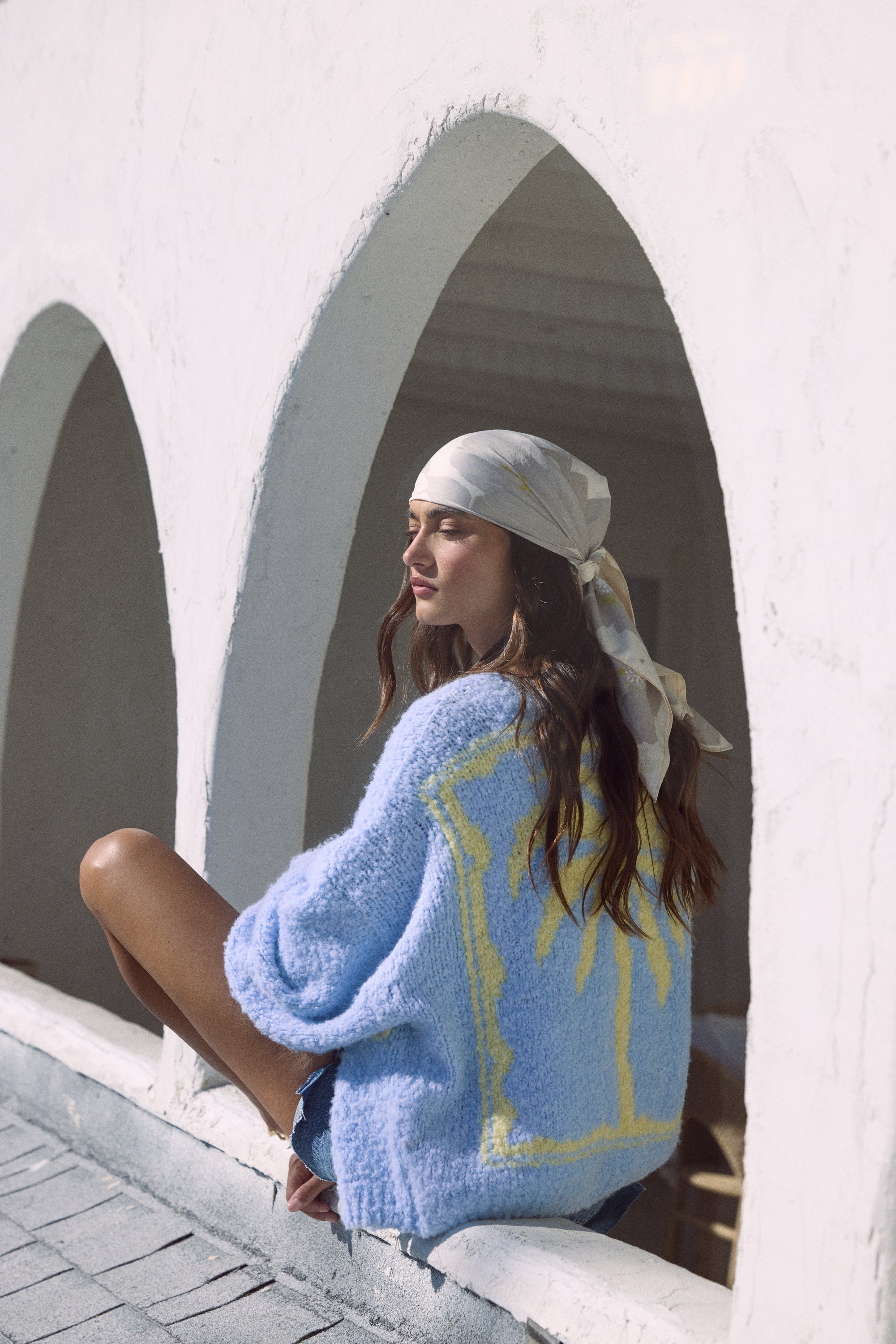 Jacquard Palm Tree Cardigan