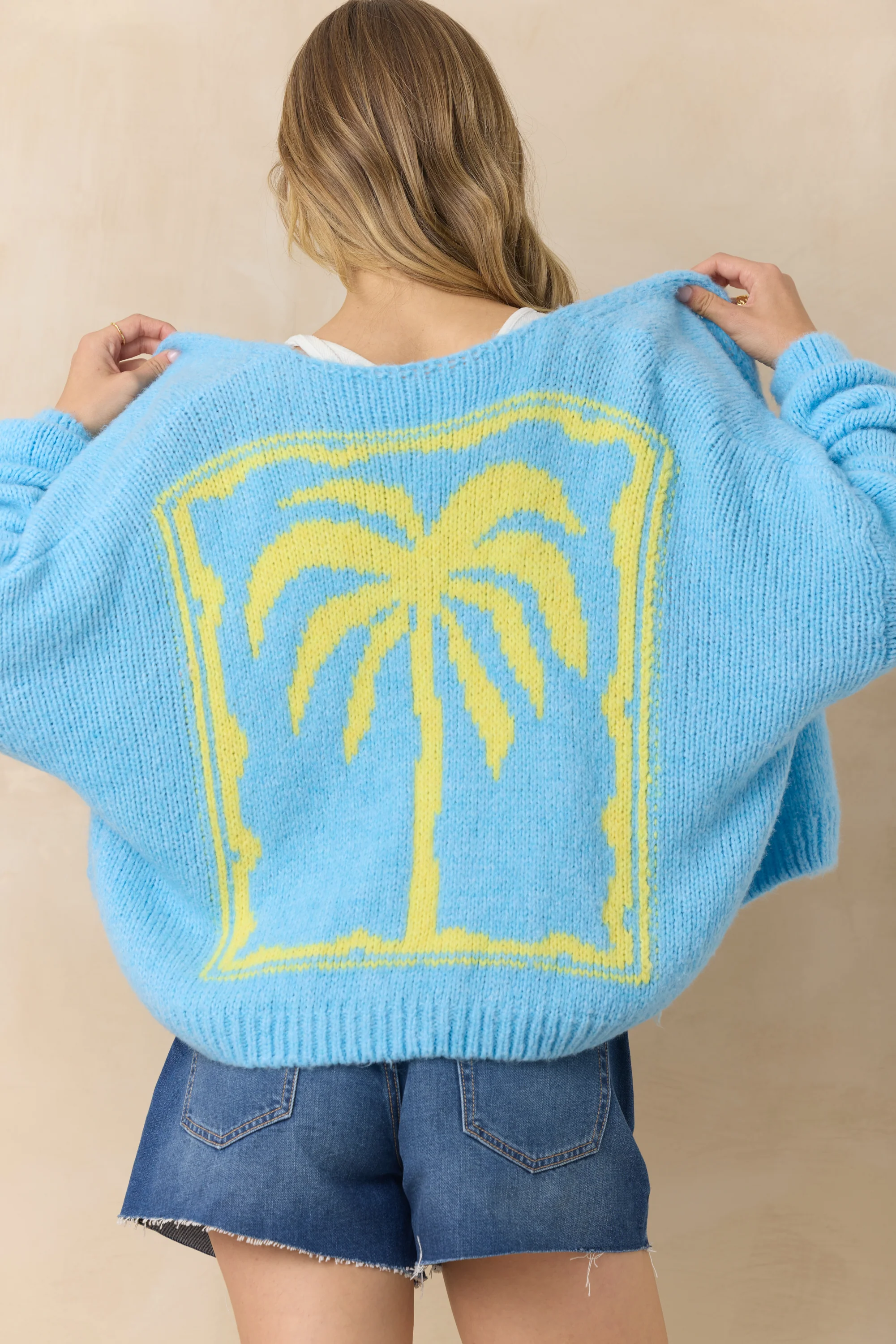 Jacquard Palm Tree Cardigan - Image 2