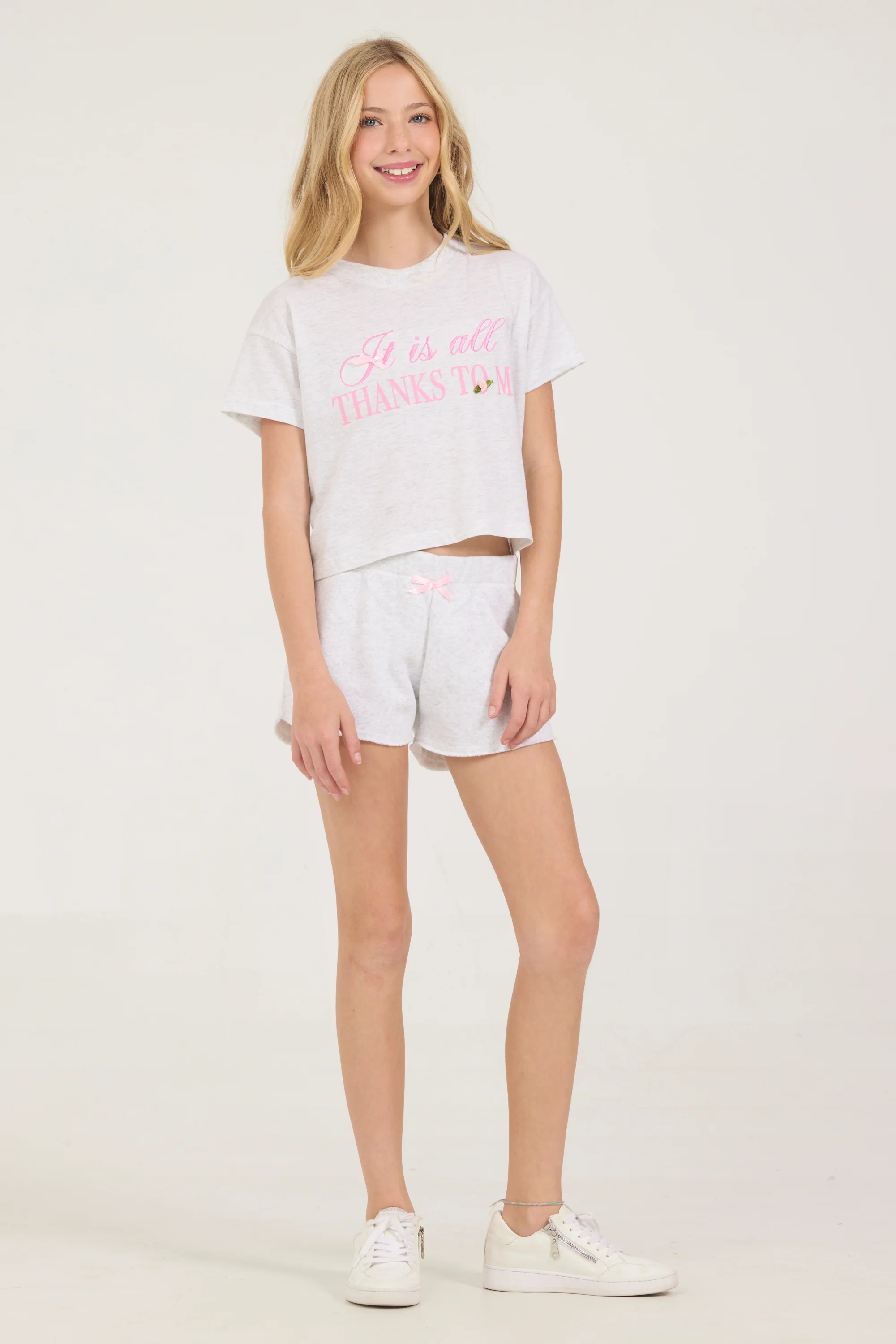 Kids Ash Grey Shorts with Bow - Image 4