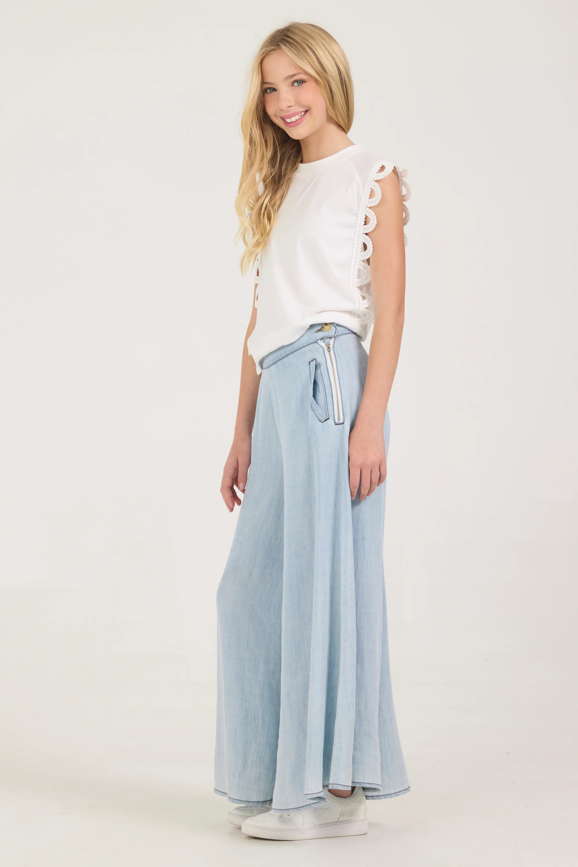 Kids Chambray Wide Leg Pant - Image 7