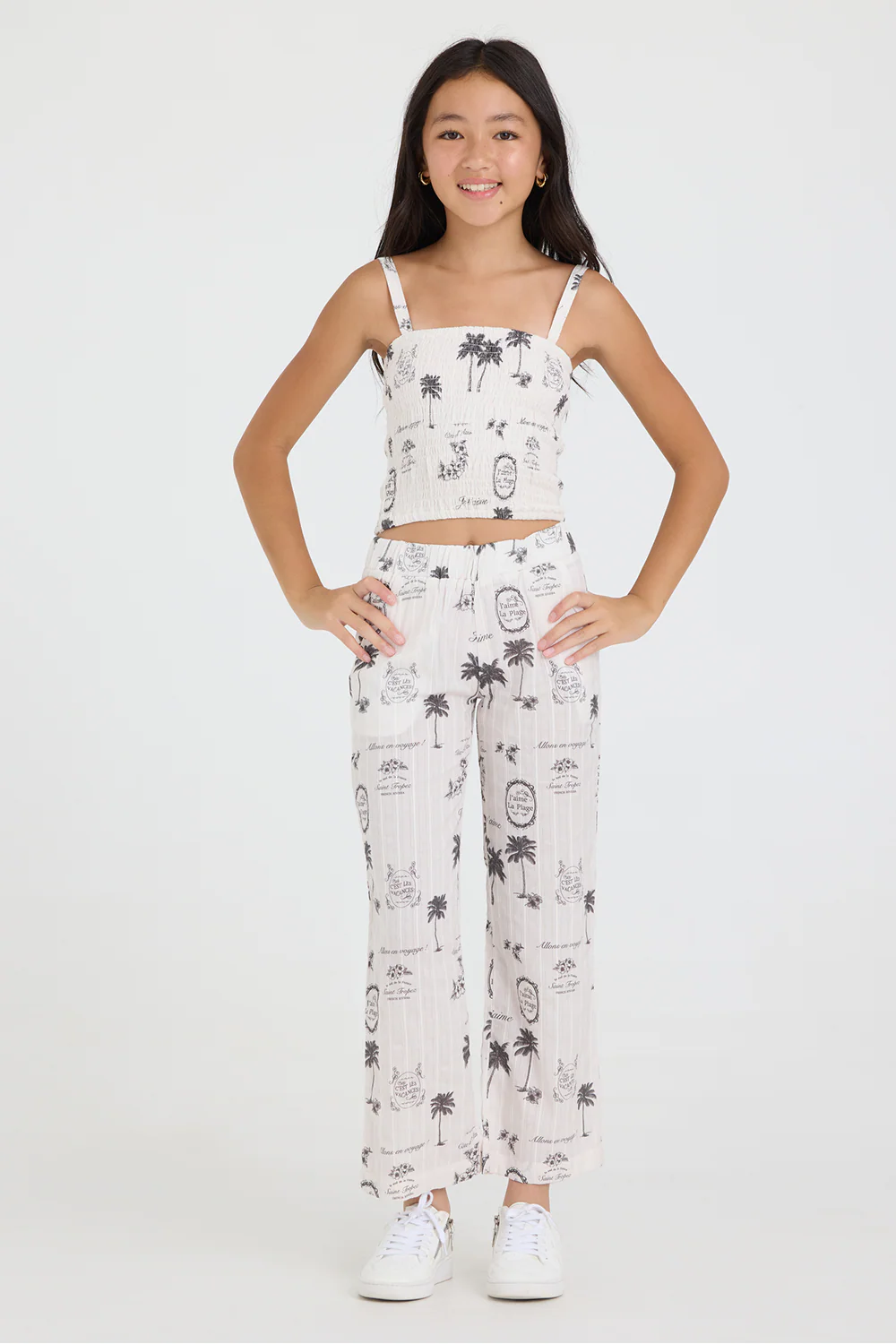 Kids Smocked Waist Wide Leg Pant