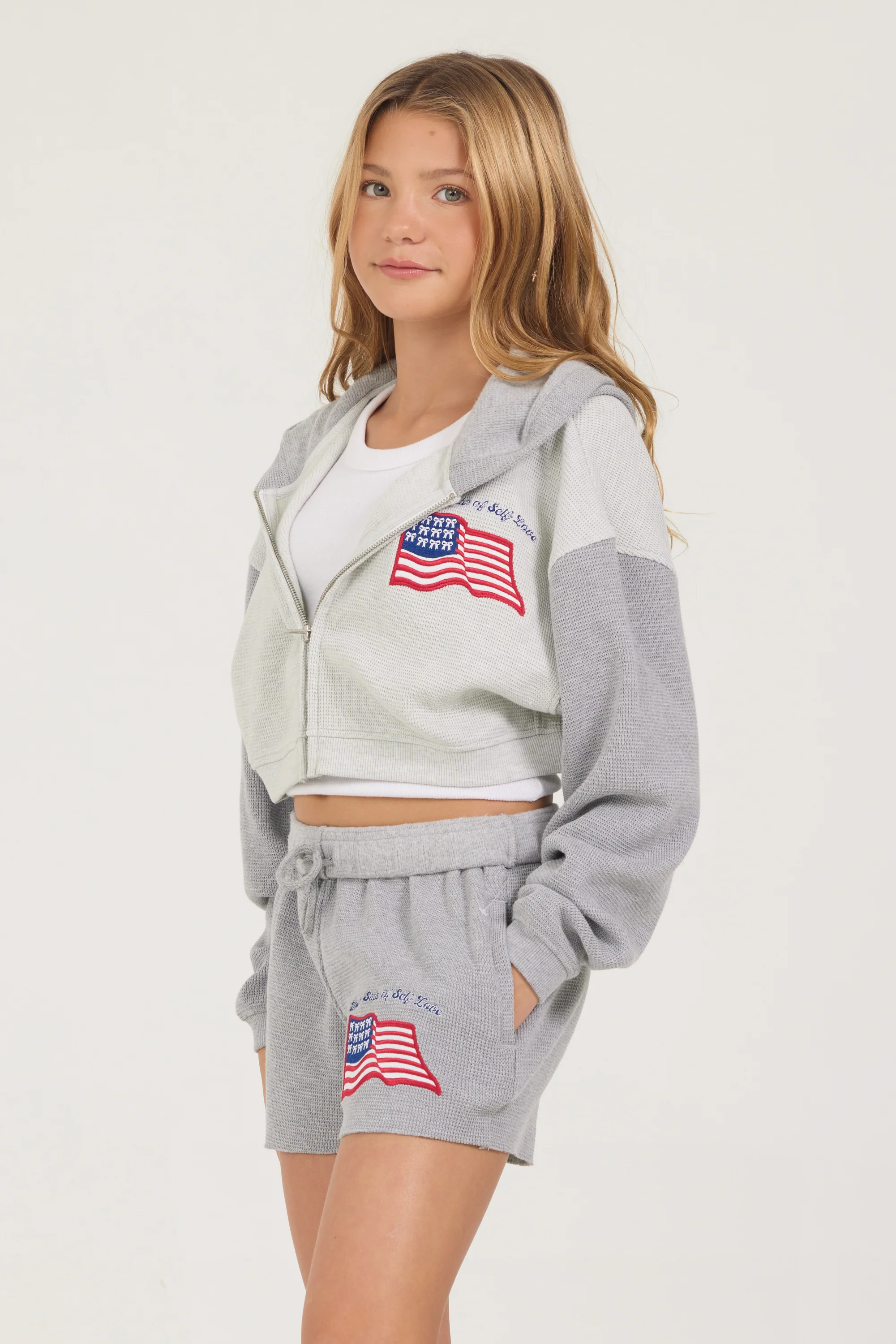 Kids United States of Self Love Thermal Zip Hoodie - Image 2