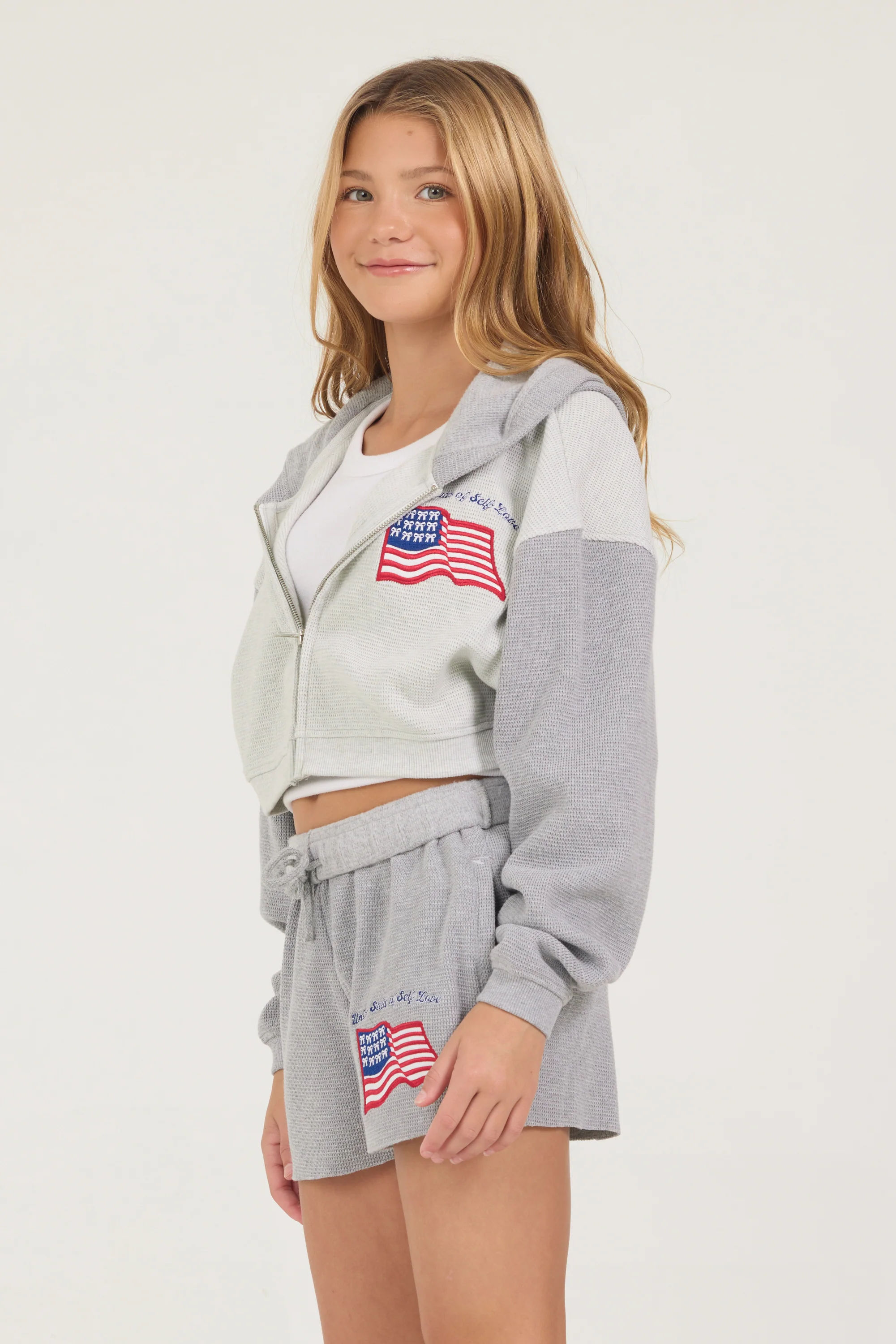 Kids United States of Self Love Thermal Zip Hoodie - Image 3