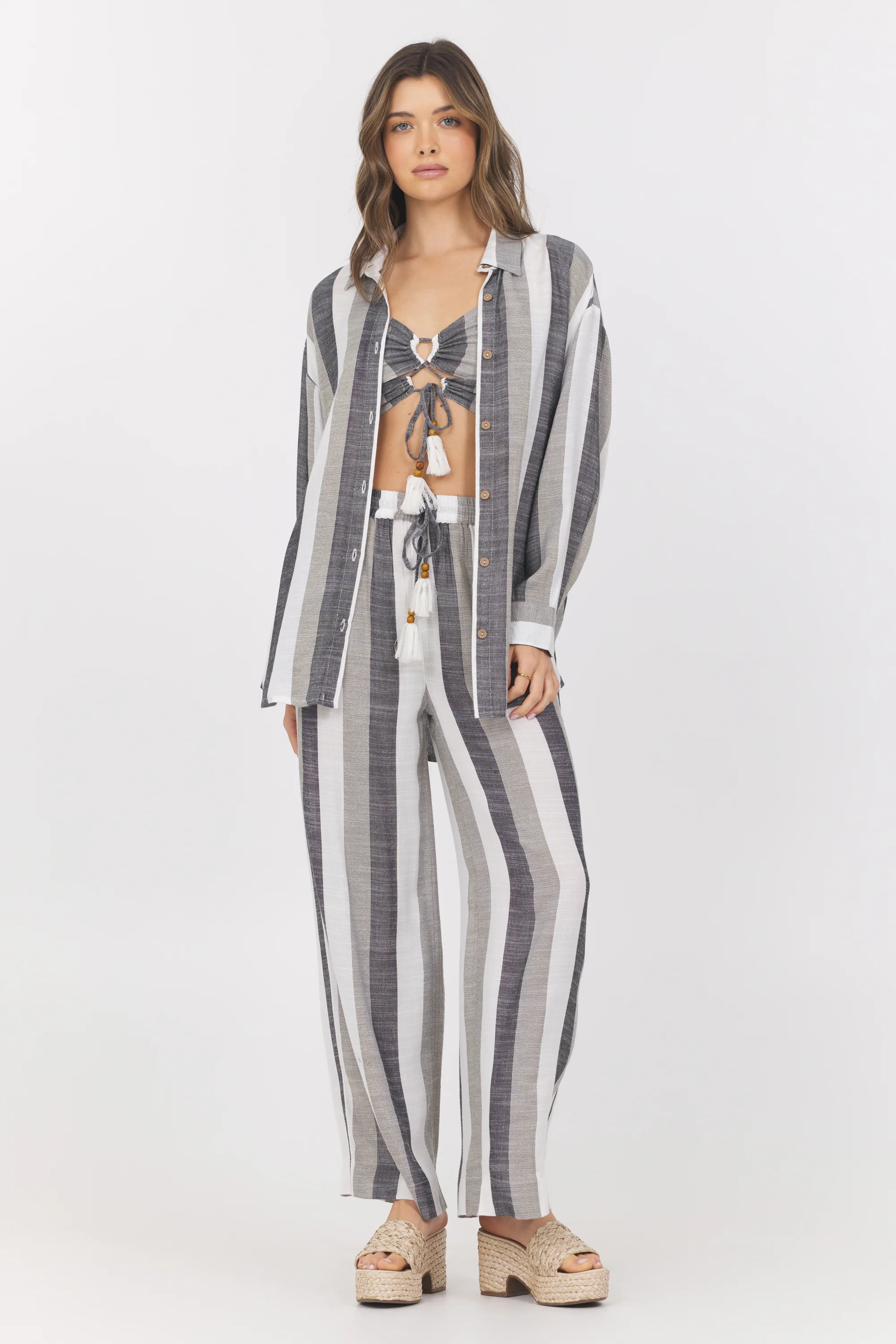 Lightweight Metallic Stripe Button Down - Image 4
