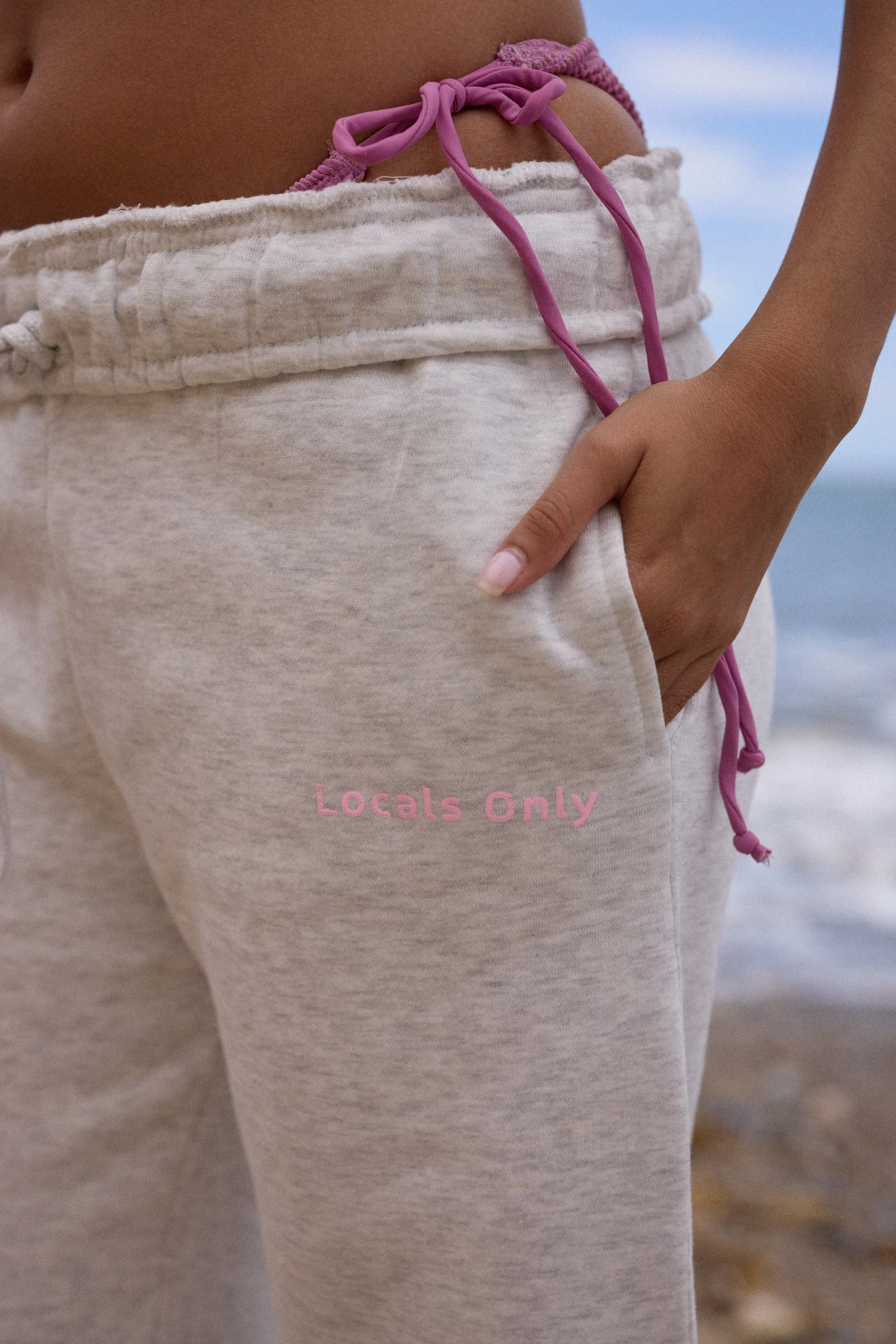 "Locals Only" Essential Fleece Sweatpants - Ash Grey - Image 4