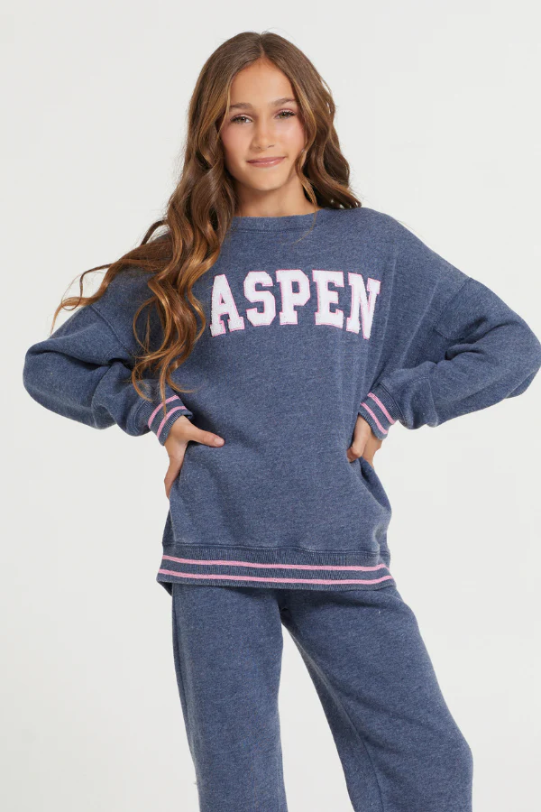 Kids Navy Aspen Patch Crew