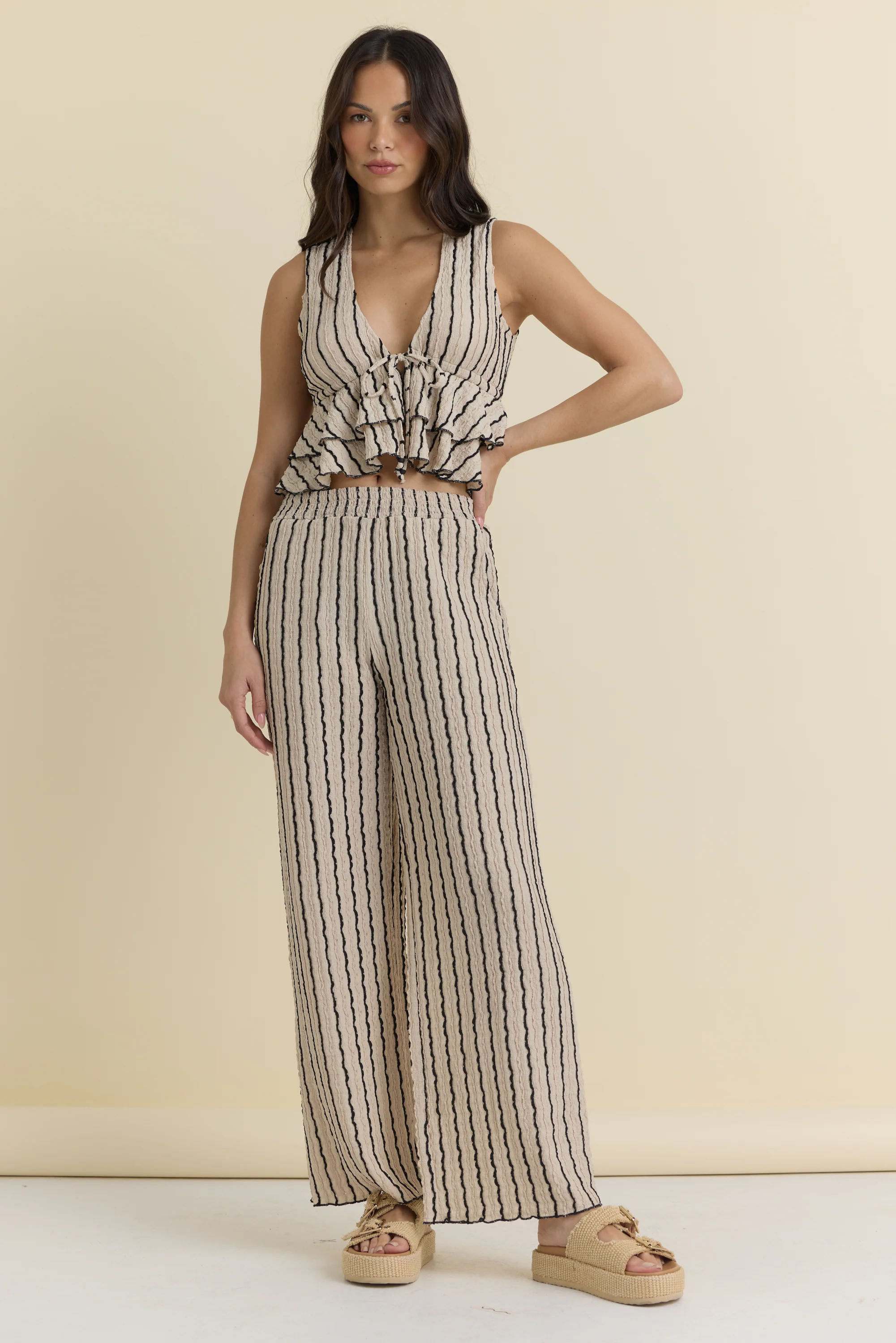 Novelty Knit Front Tie Top