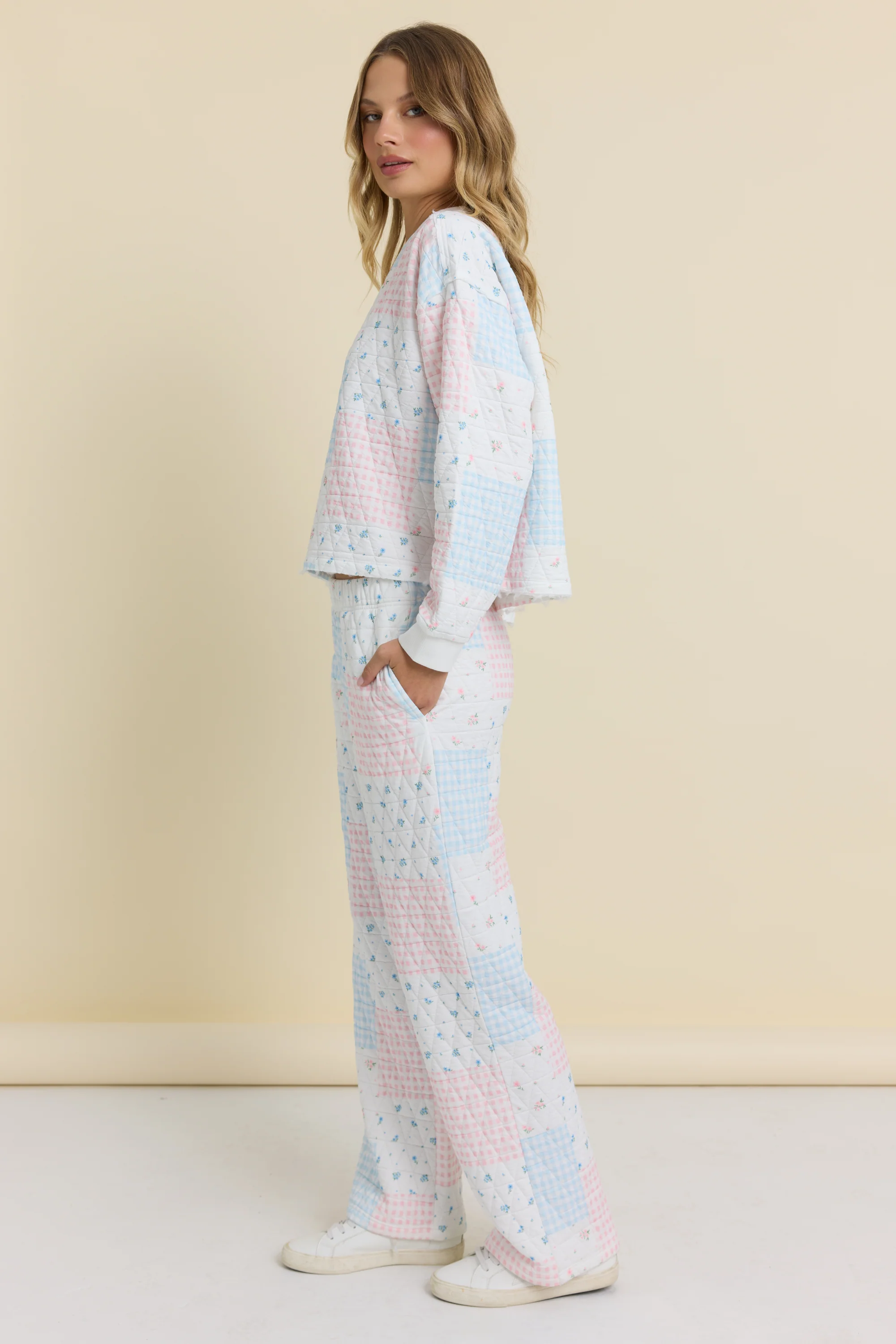 Printed Quilt Wide Leg Pant - Image 5