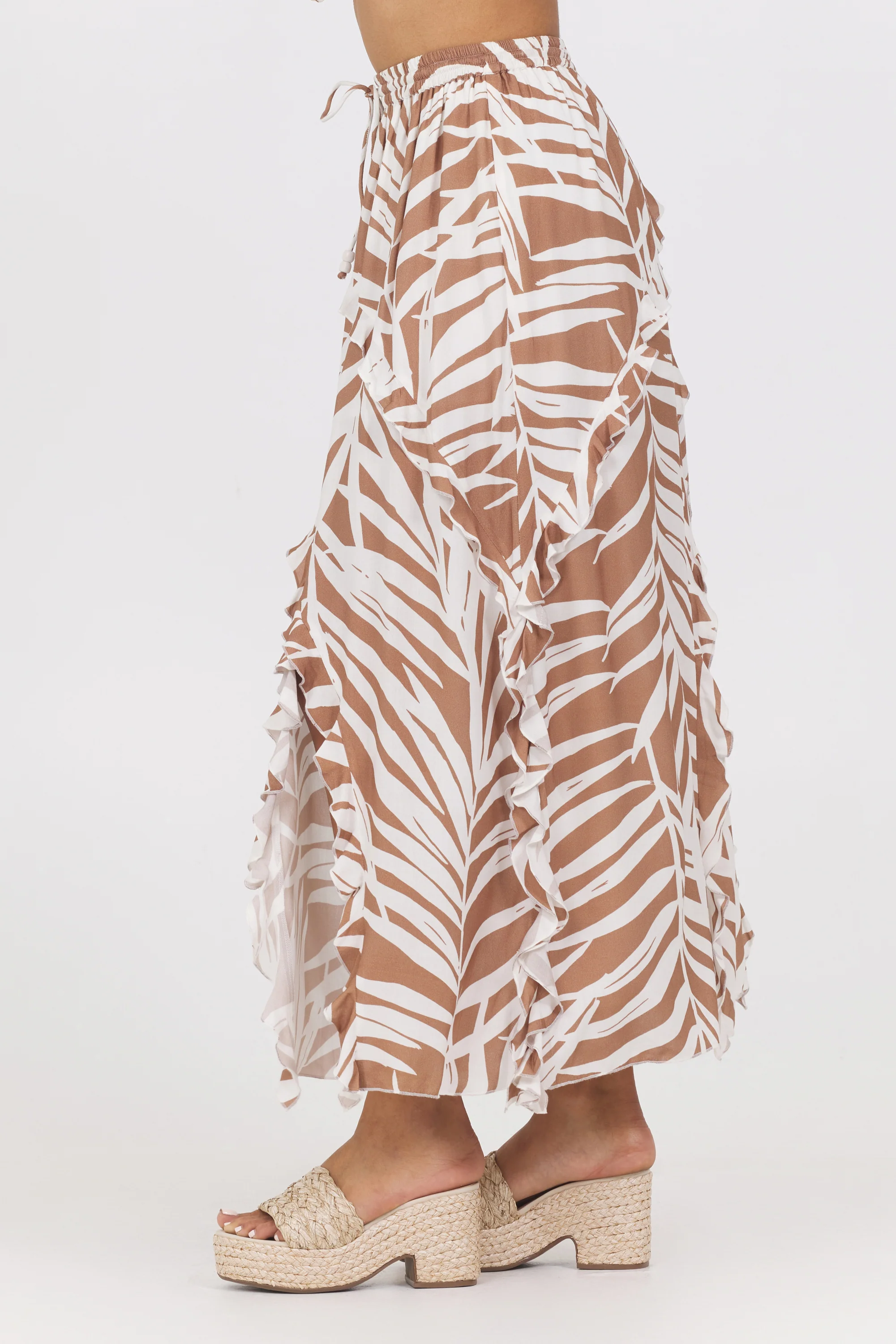 Printed Rayon Ruffle Maxi Skirt - Image 2