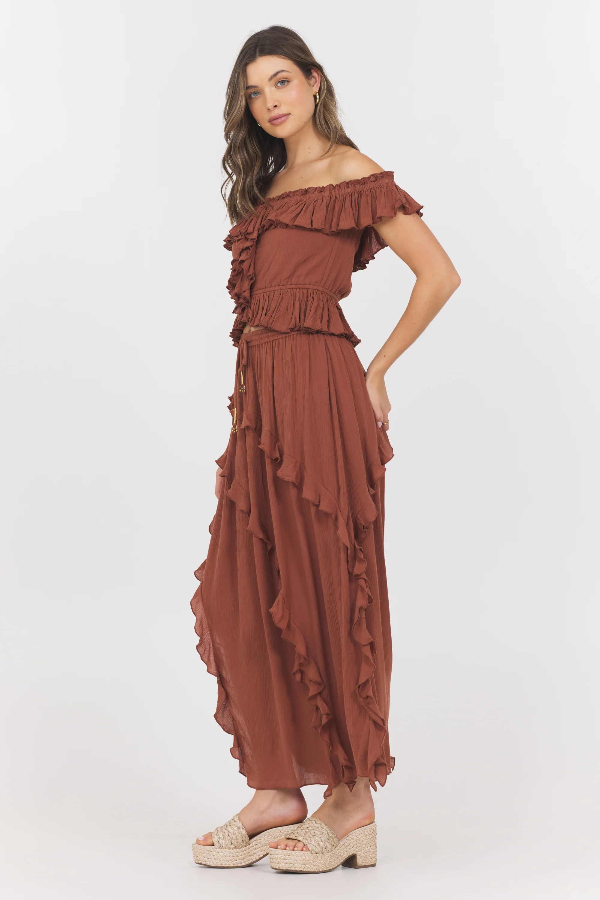 Sedona Sand Ruffle Top + Skirt 2-Piece Set - Image 2