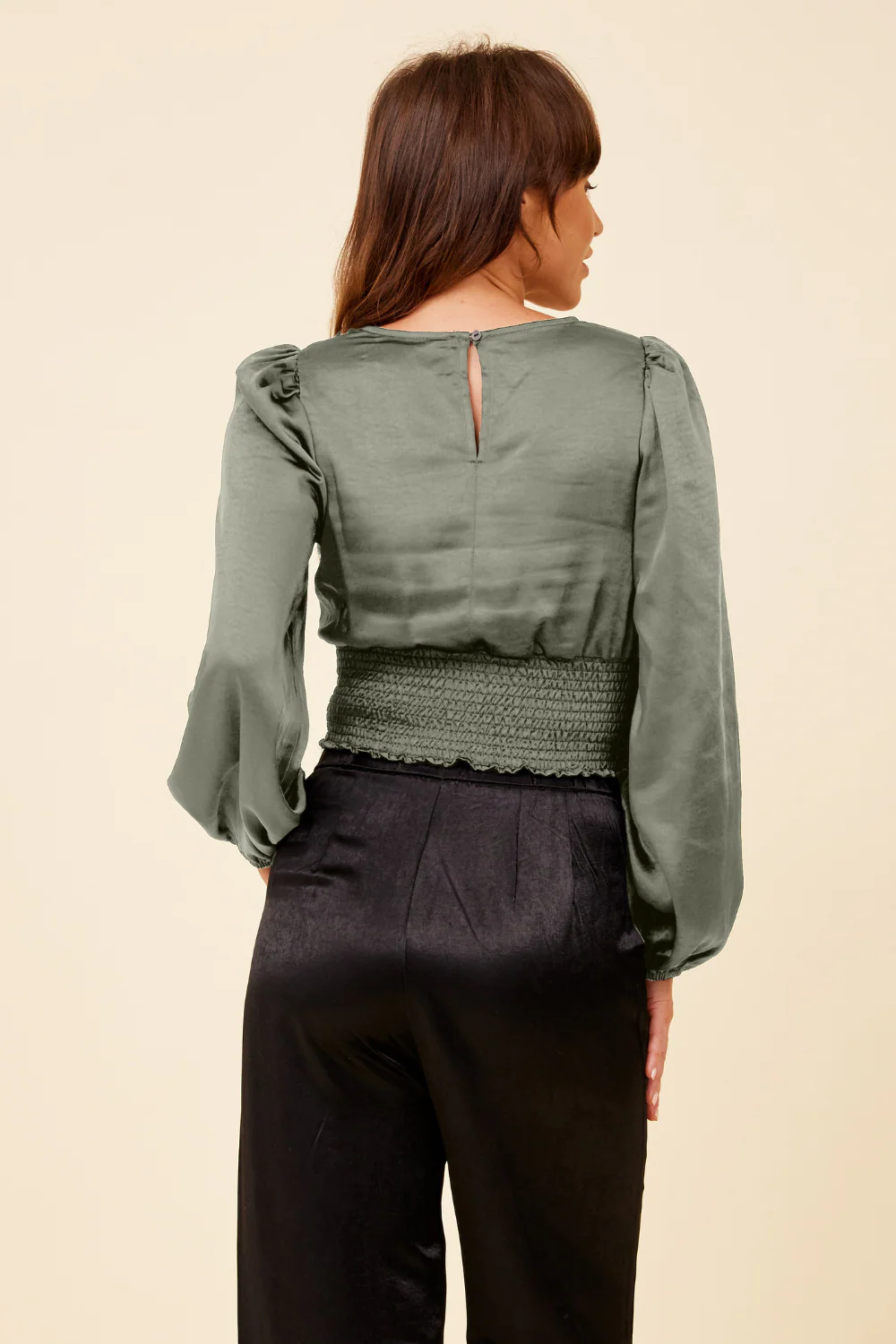 Silver Pine Heavy Satin Criss Cross Blouse - Image 2