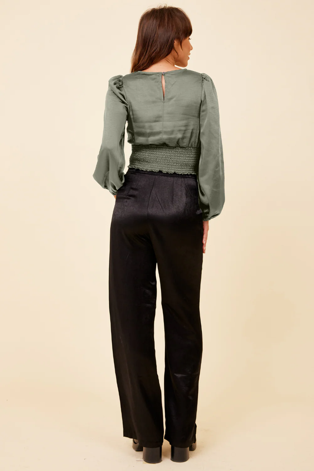 Silver Pine Heavy Satin Criss Cross Blouse - Image 4