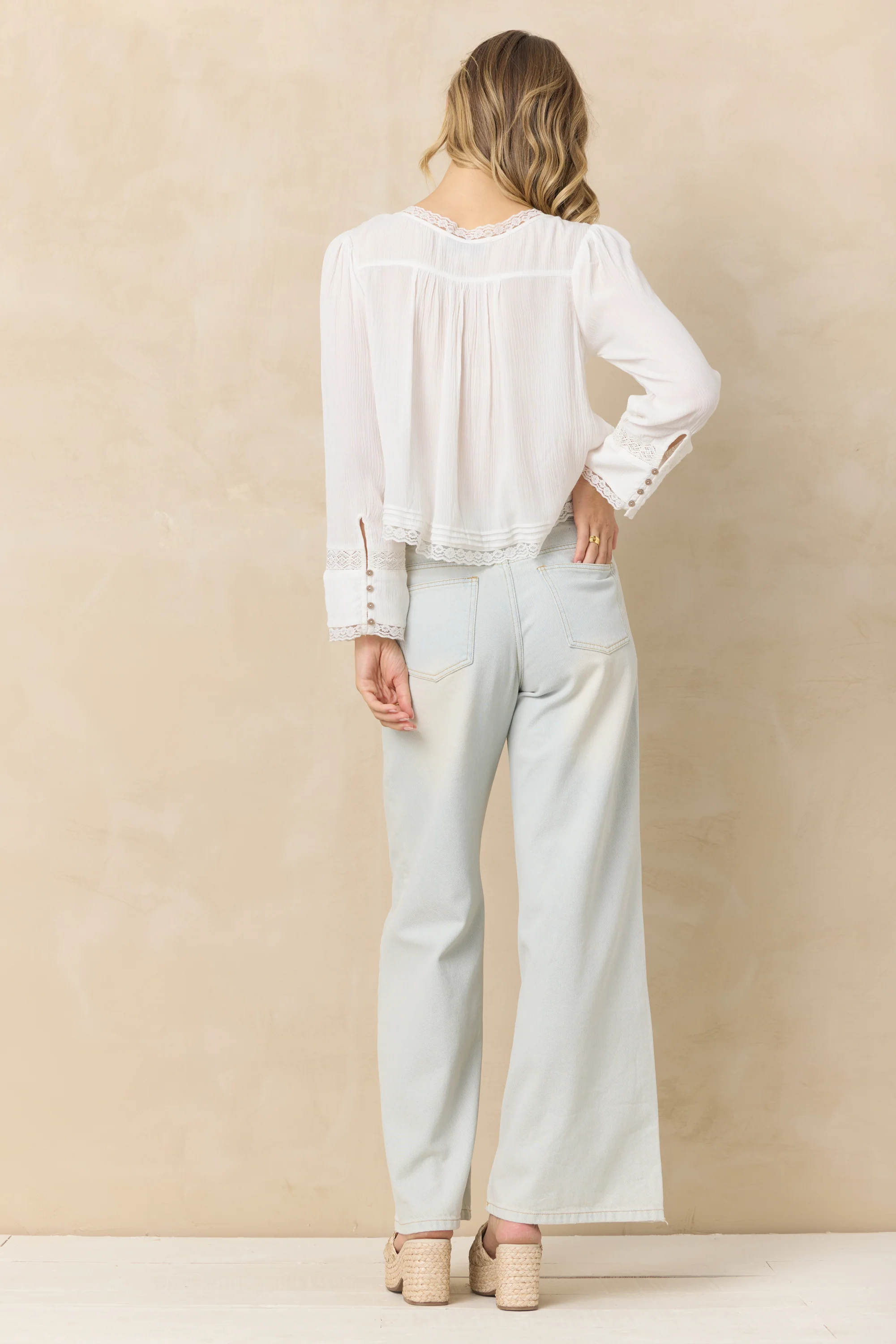 Long Sleeve Blouse w/ Lace Detail - Image 4