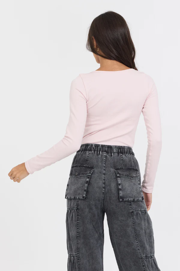 Soft Pink Seamless Long Sleeve Tee - Image 2