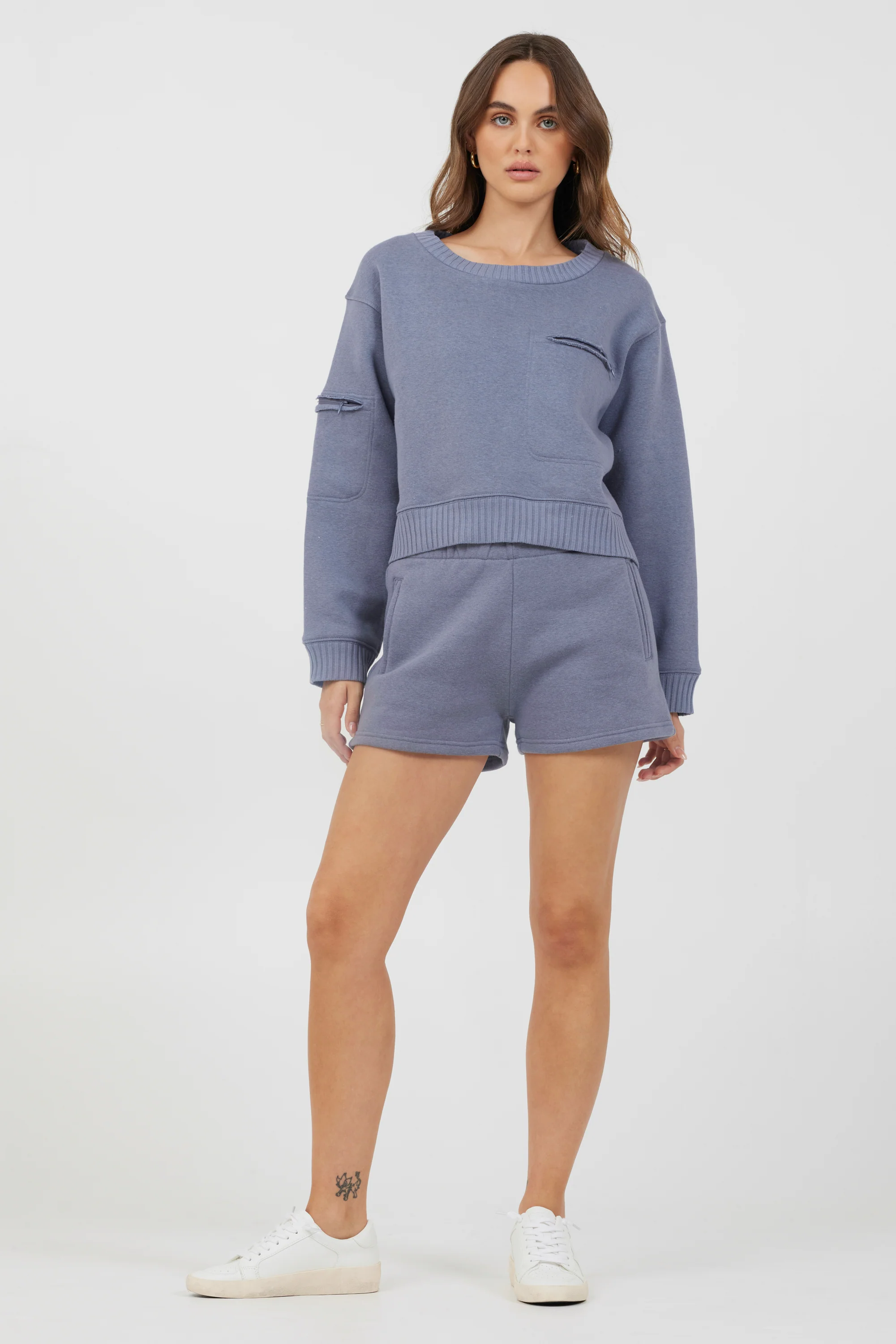 Storm Blue Essential Fleece Crewneck - Image 5