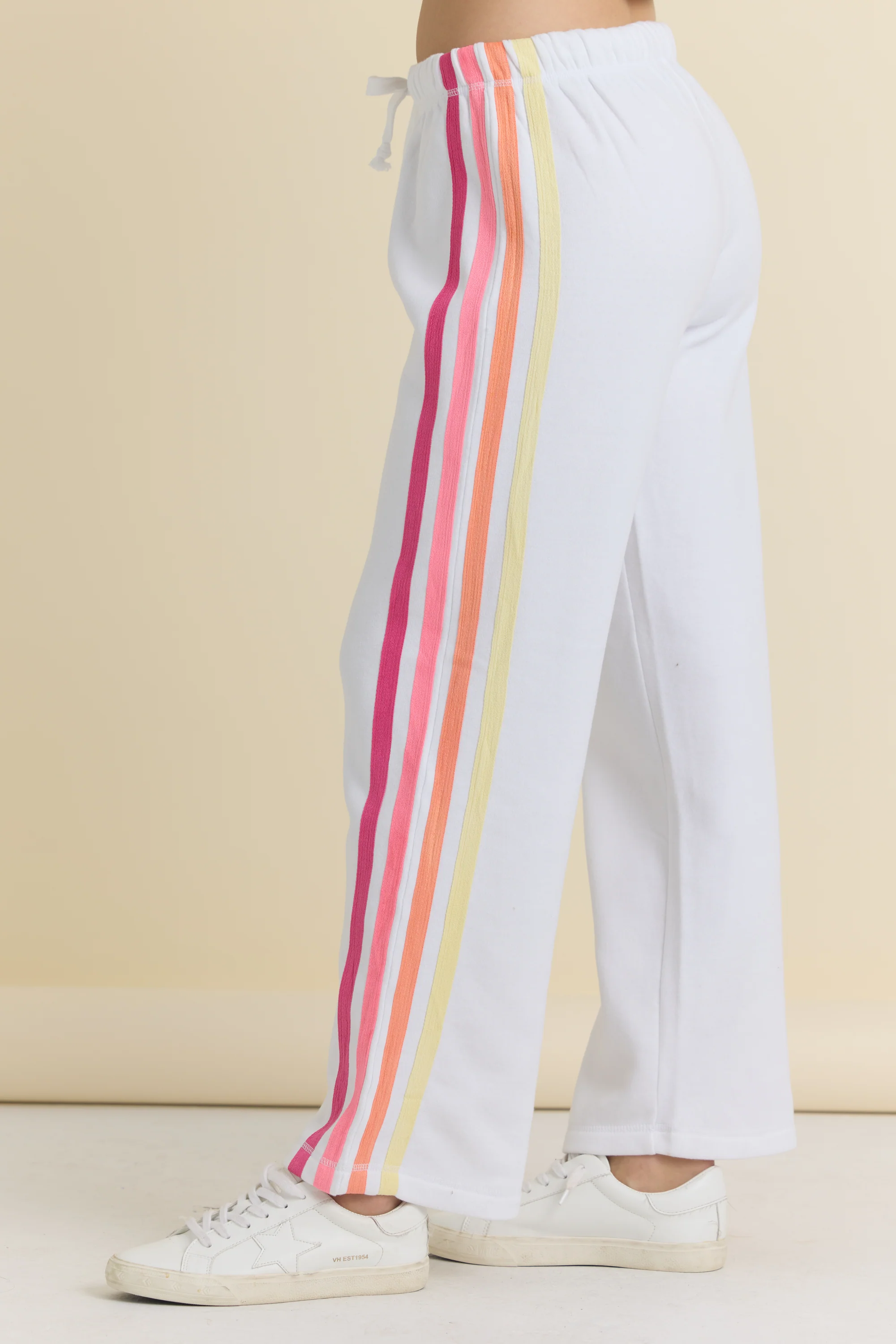 Stripe Twill Tape Fleece Wide Leg Pants - Image 3