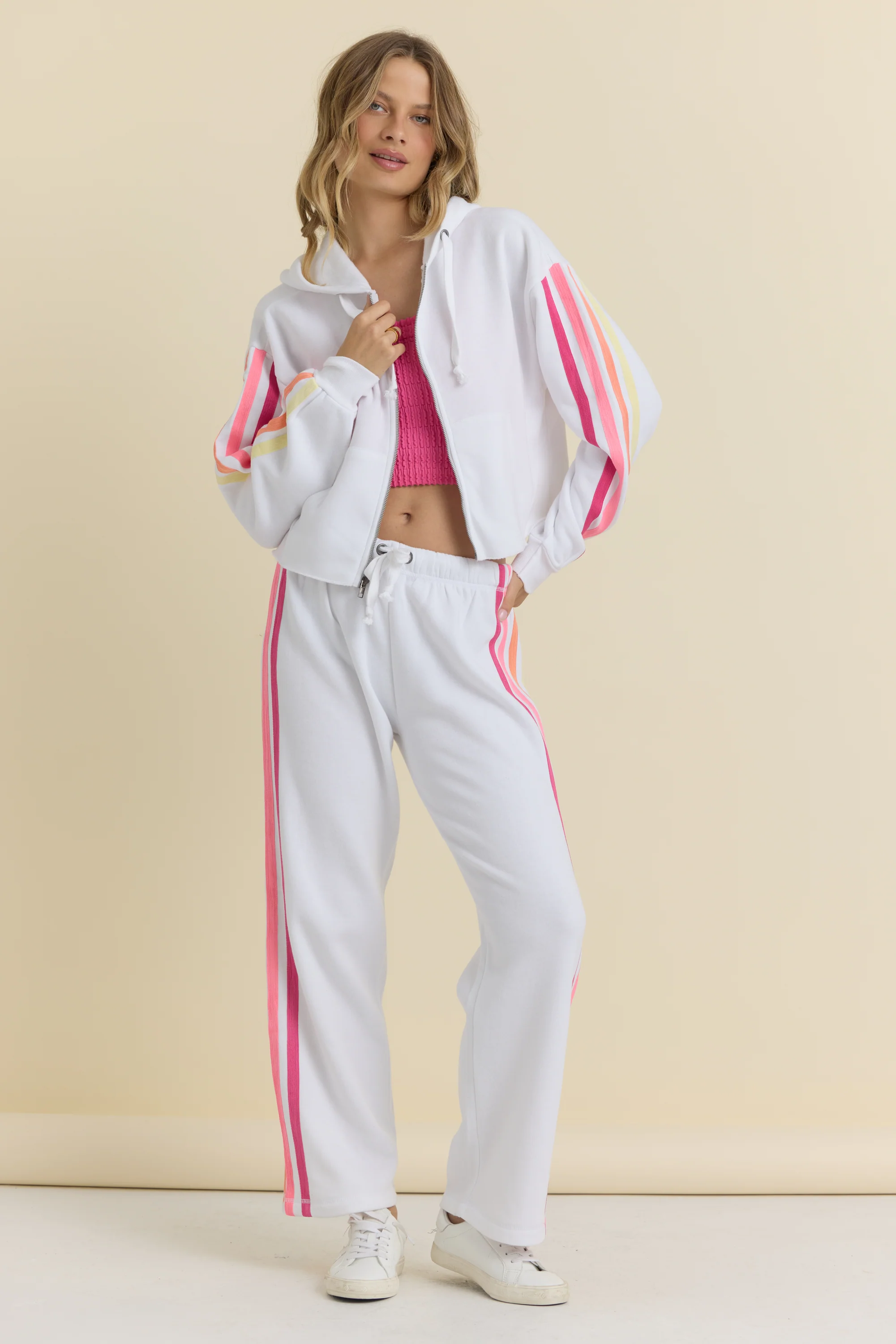 Stripe Twill Tape Fleece Zip Up - Image 3