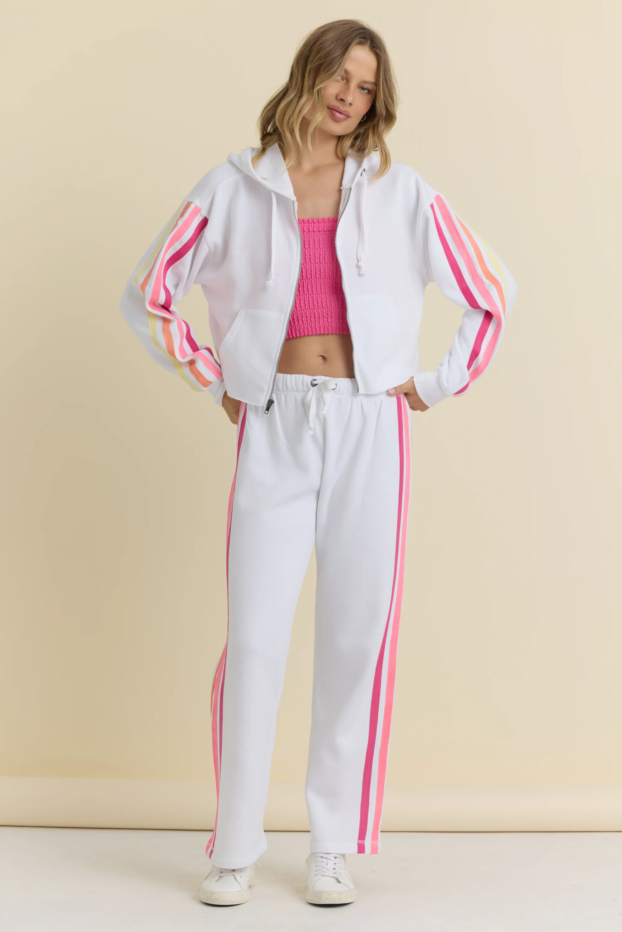 Stripe Twill Tape Fleece Zip Up - Image 4