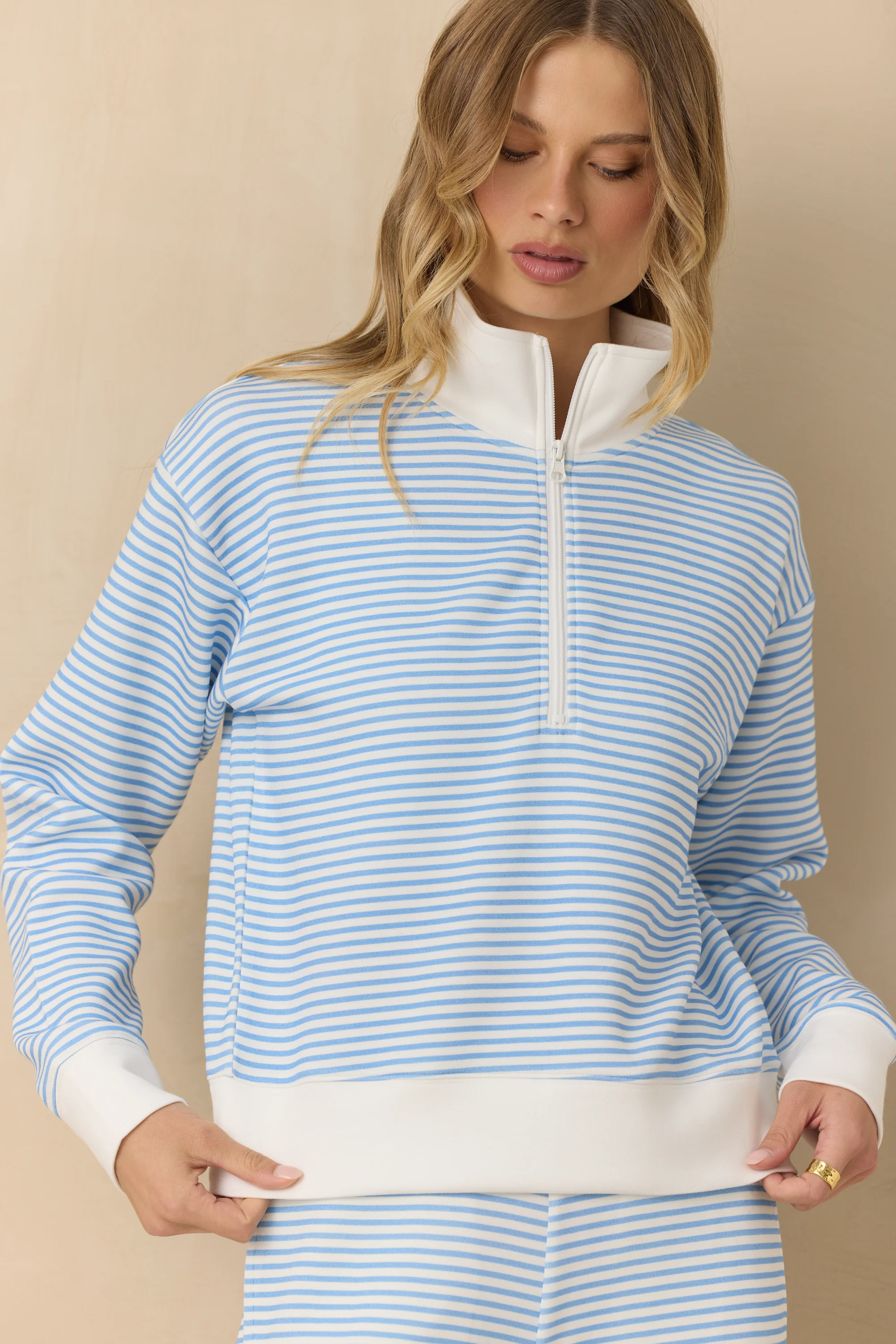 Striped Cloud Fleece Quarter Zip - Image 2
